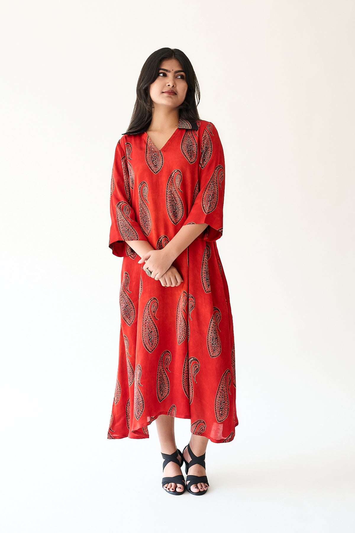 Naqsh Red Modal Ajrakh Dress