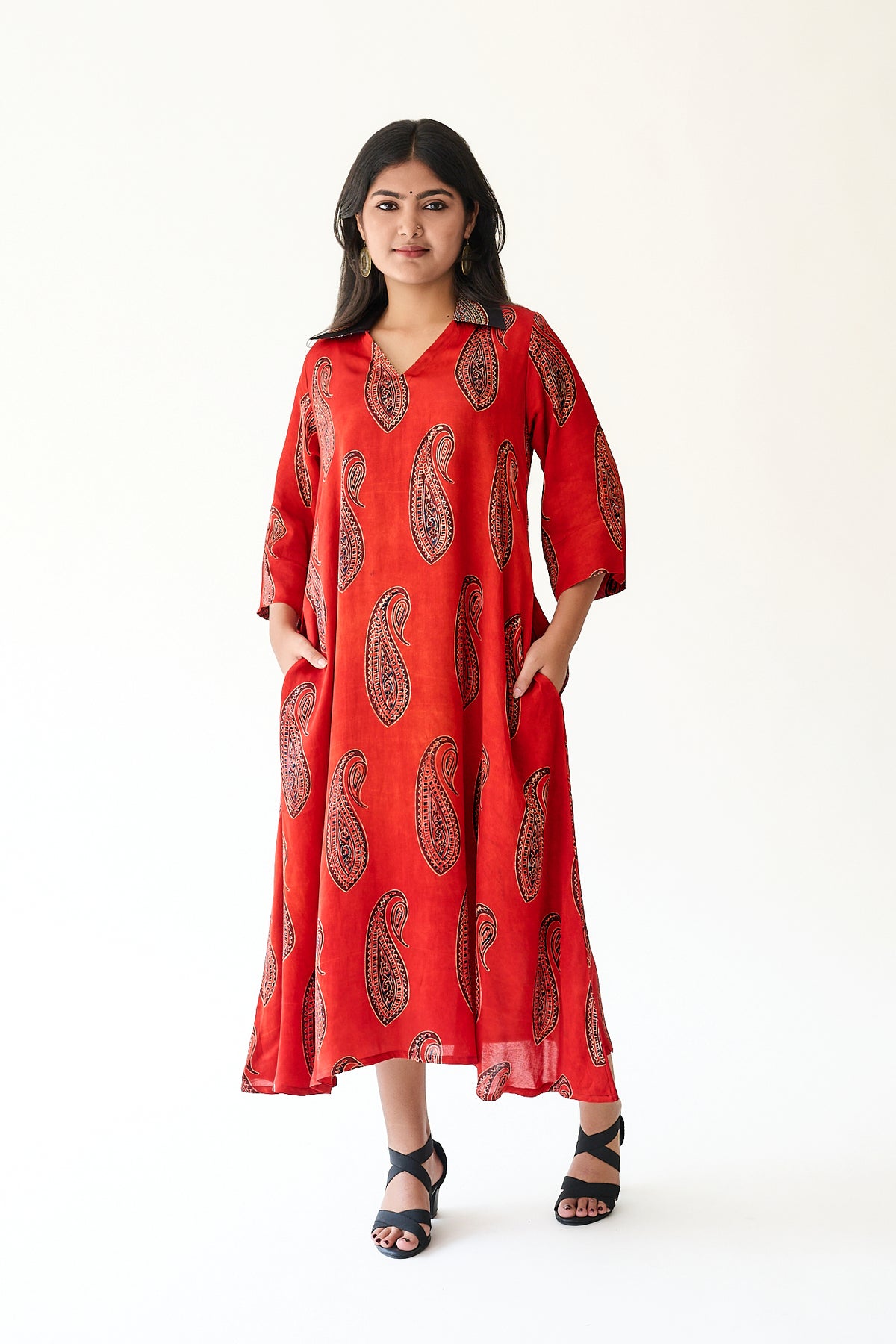 Naqsh Red Modal Ajrakh Dress
