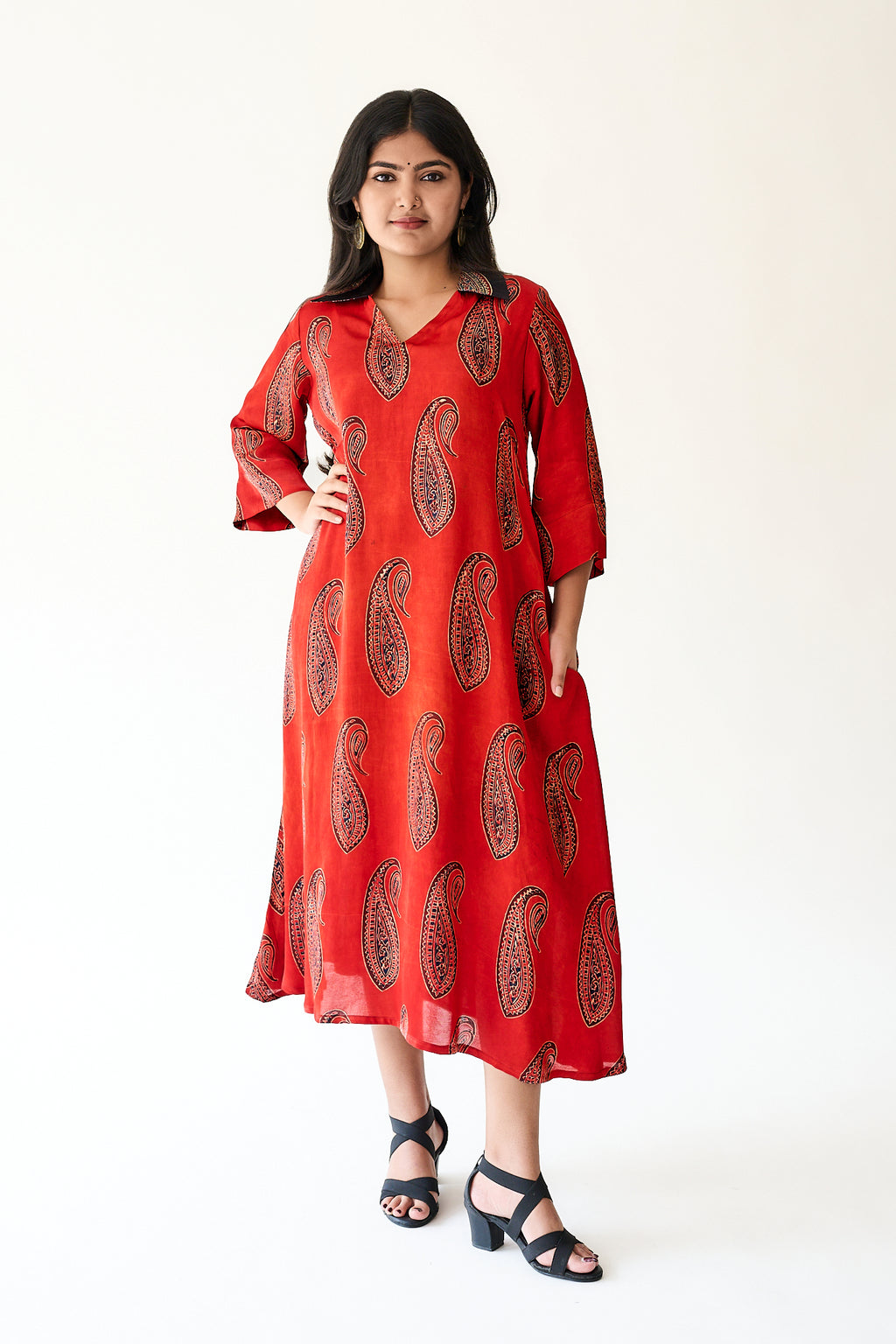 Naqsh Red Modal Ajrakh Dress