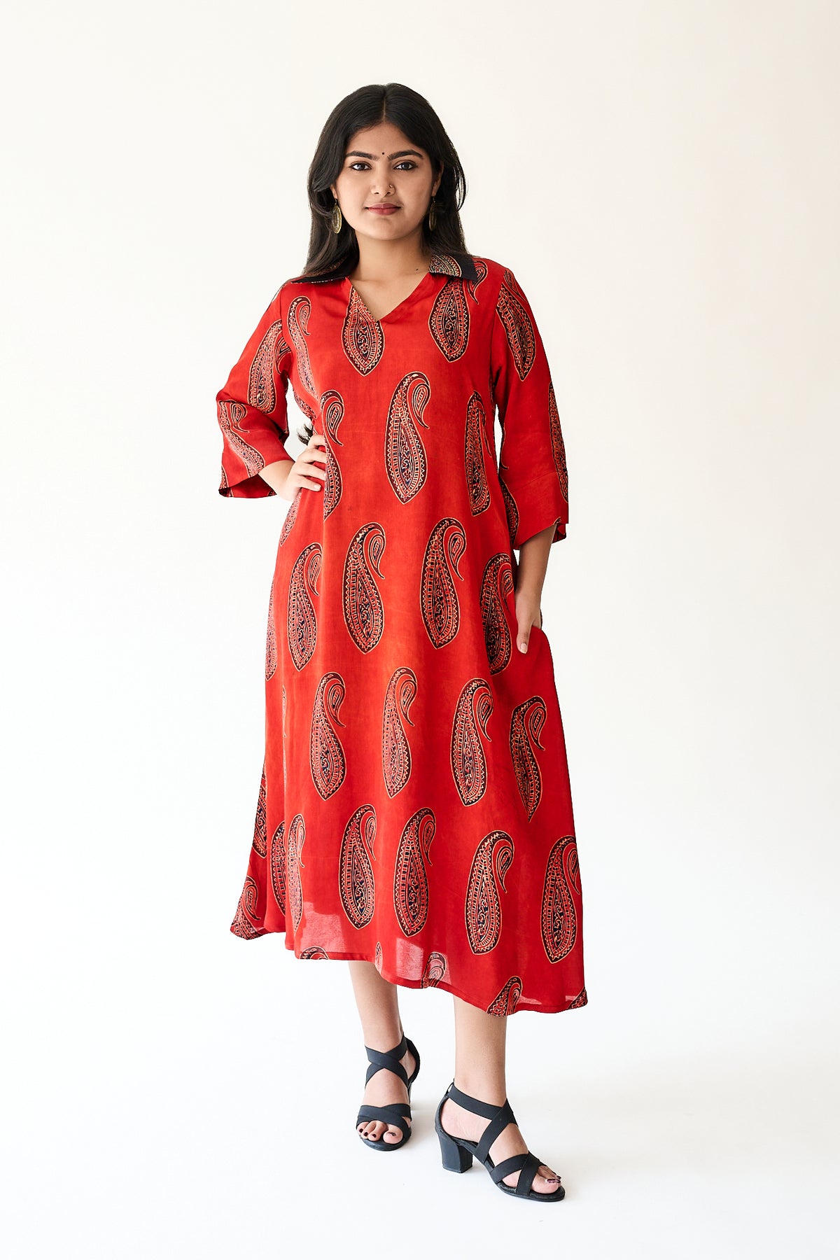 Naqsh Red Modal Ajrakh Dress