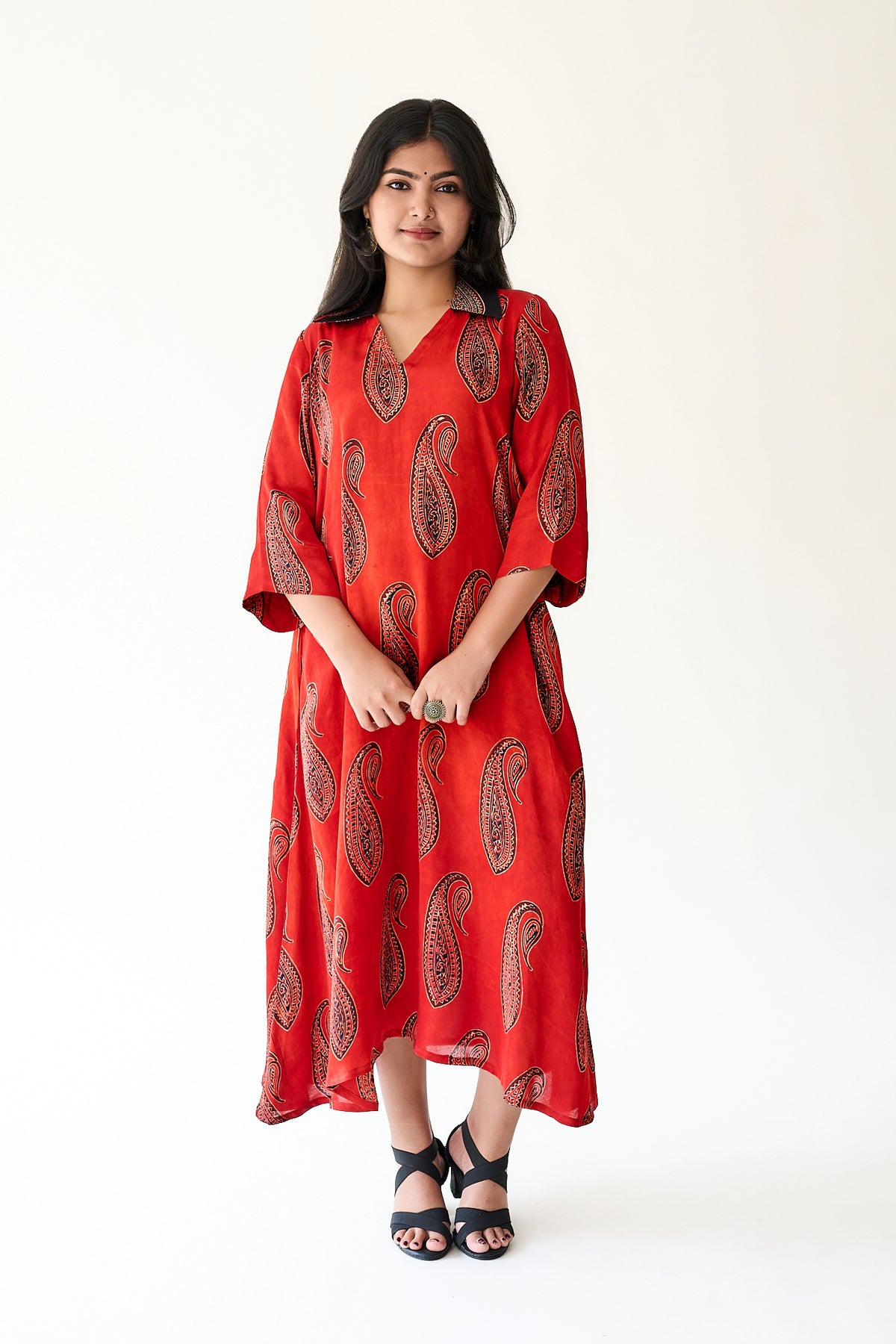 Naqsh Red Modal Ajrakh Dress