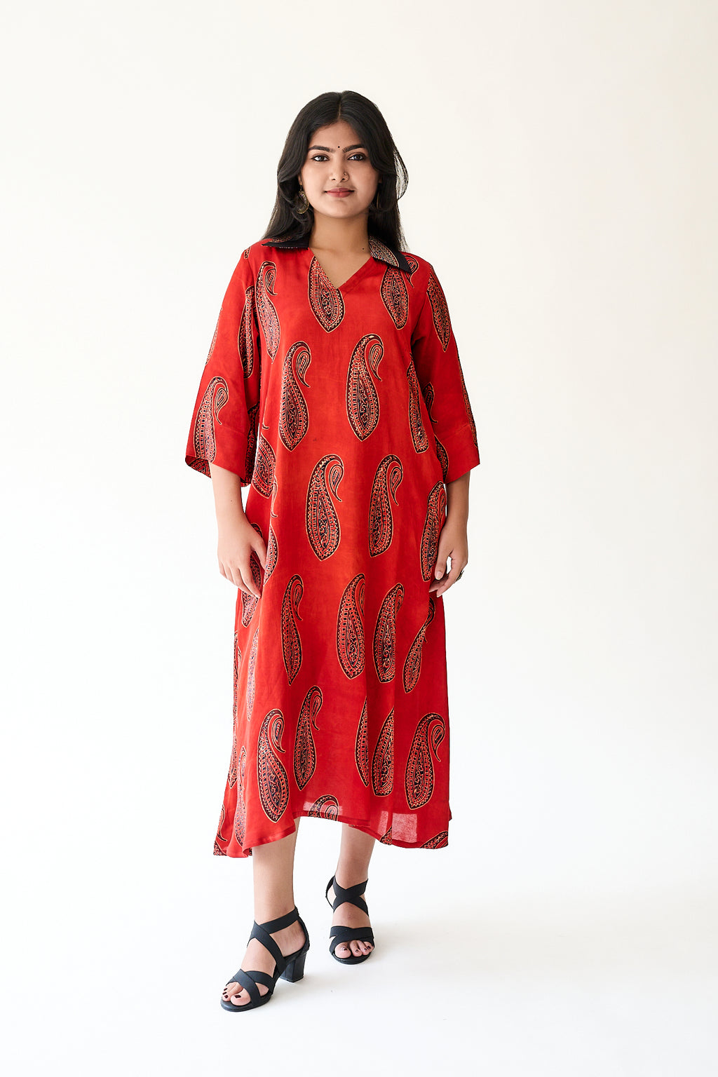 Naqsh Red Modal Ajrakh Dress