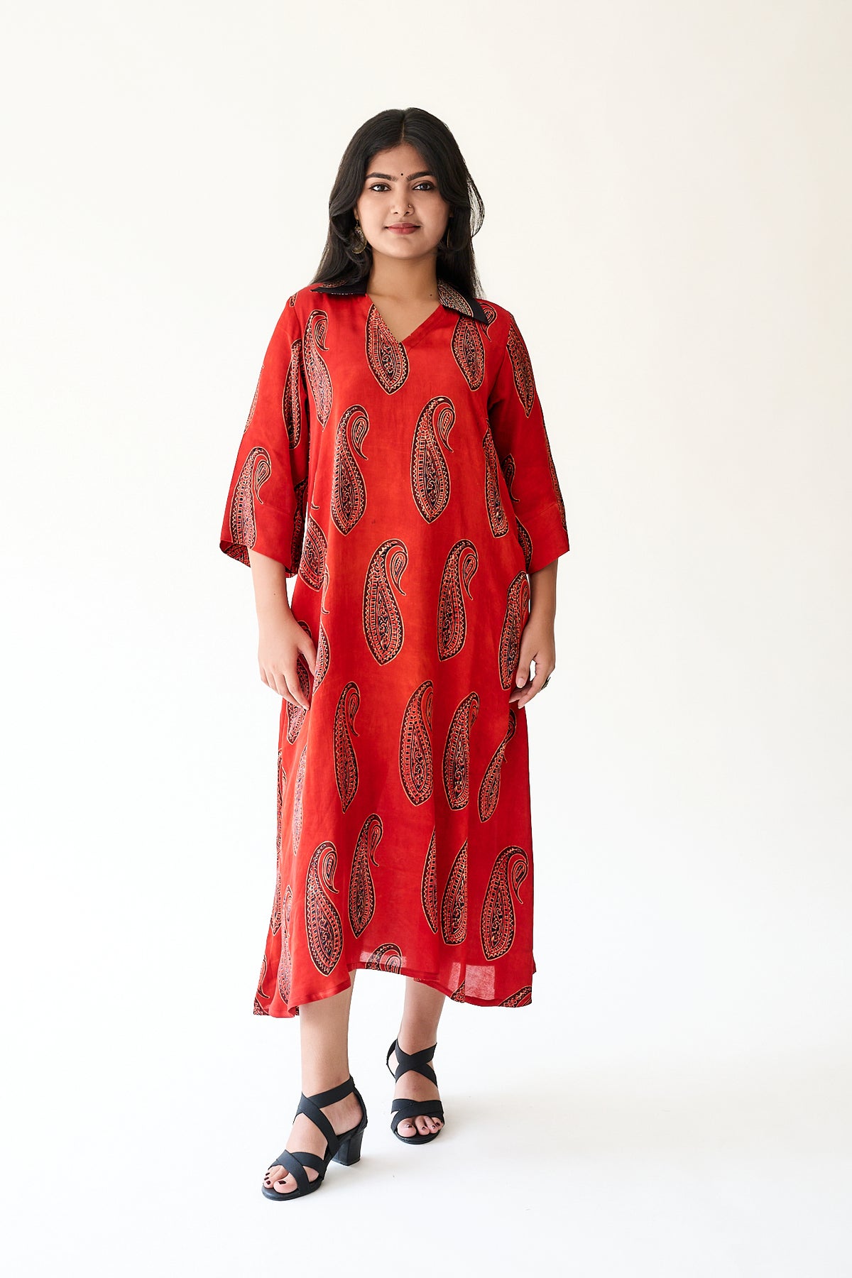 Naqsh Red Modal Ajrakh Dress