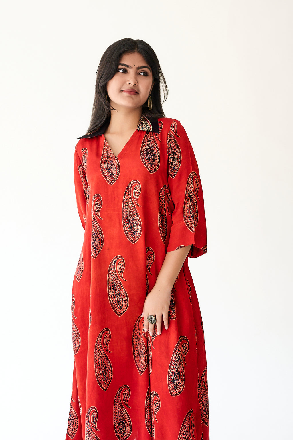 Naqsh Red Modal Ajrakh Dress