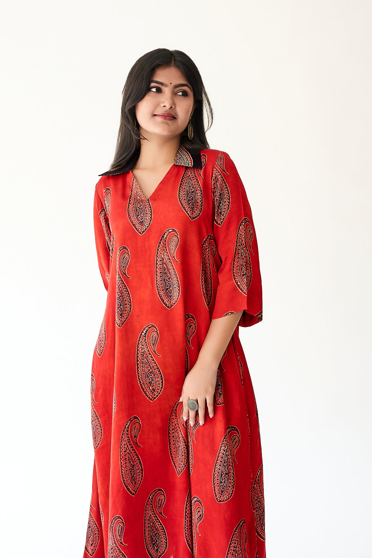 Naqsh Red Modal Ajrakh Dress