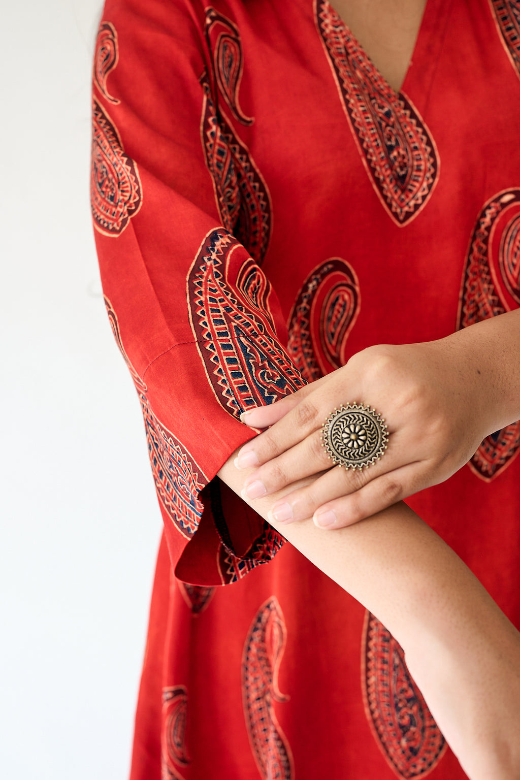 Naqsh Red Modal Ajrakh Dress