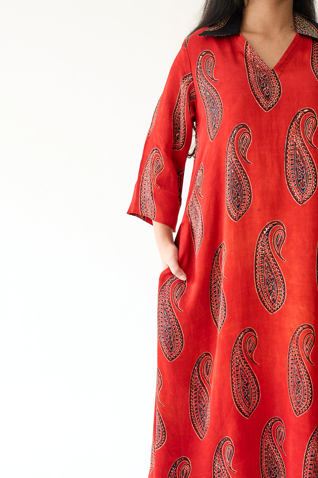 Naqsh Red Modal Ajrakh Dress