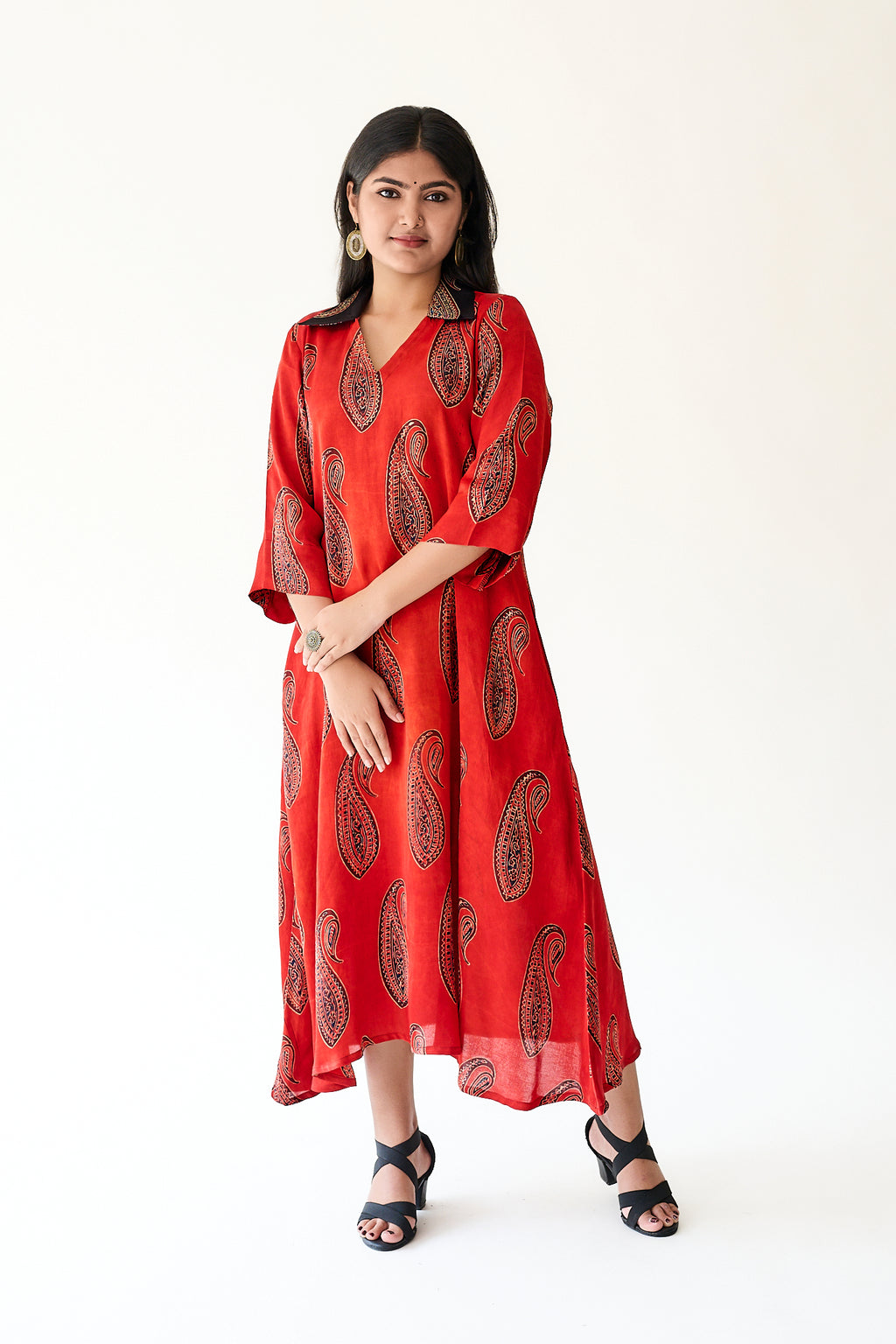 Naqsh Red Modal Ajrakh Dress