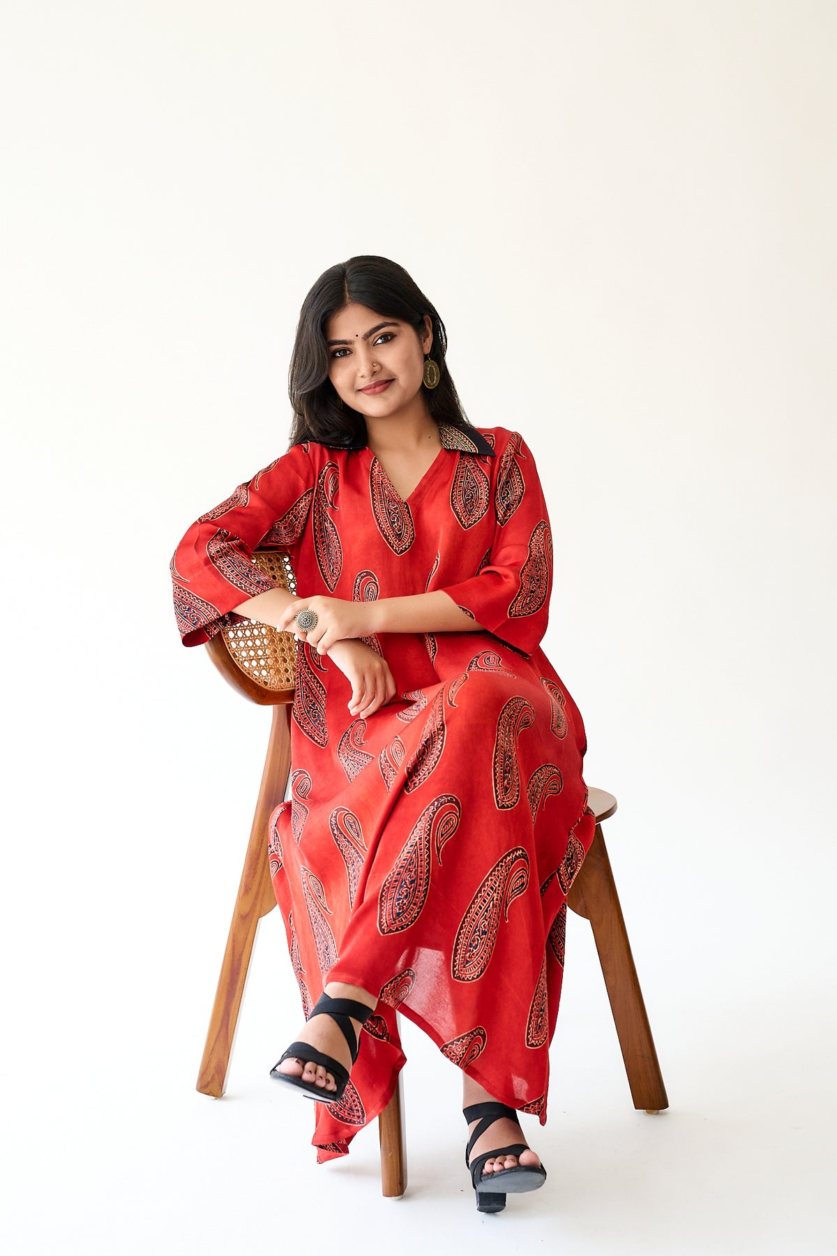 Naqsh Red Modal Ajrakh Dress