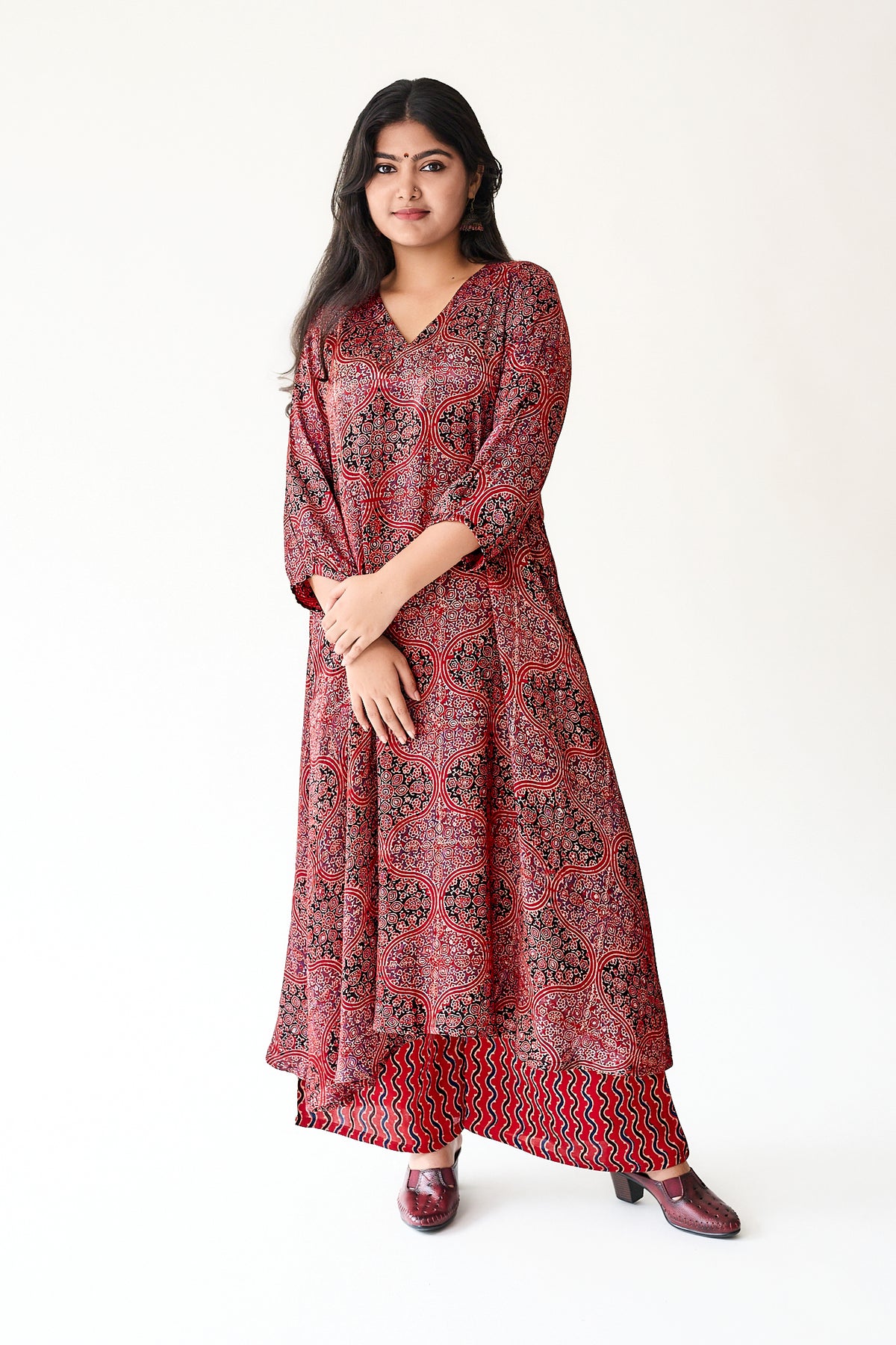 Zarveen Red Modal Ajrakh Dress