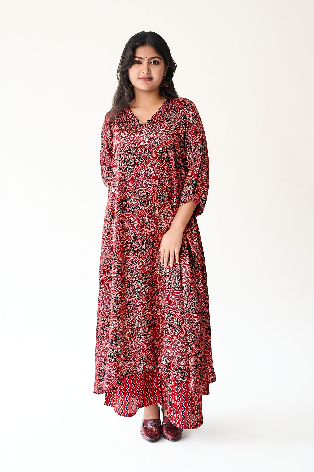Zarveen Red Modal Ajrakh Dress