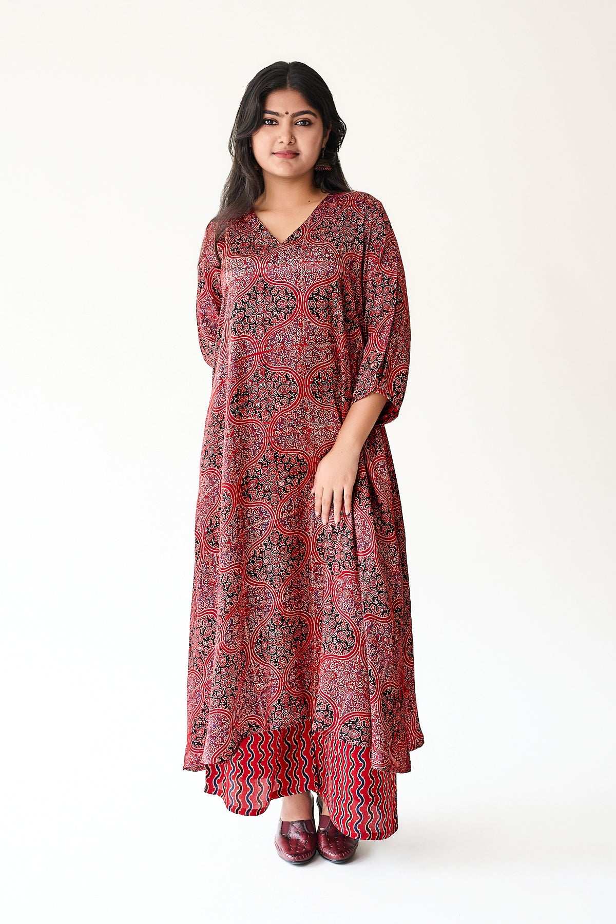 Zarveen Red Modal Ajrakh Dress