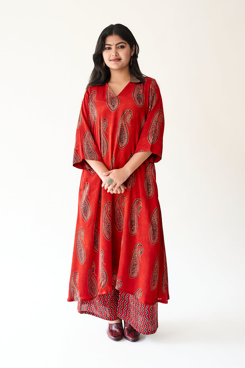 Naqsh Red Modal Ajrakh Dress
