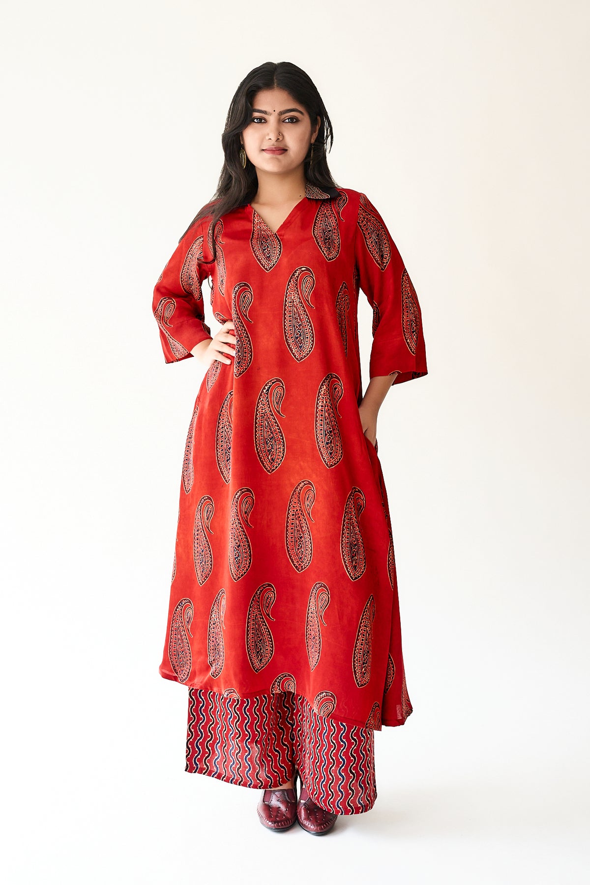 Naqsh Red Modal Ajrakh Dress