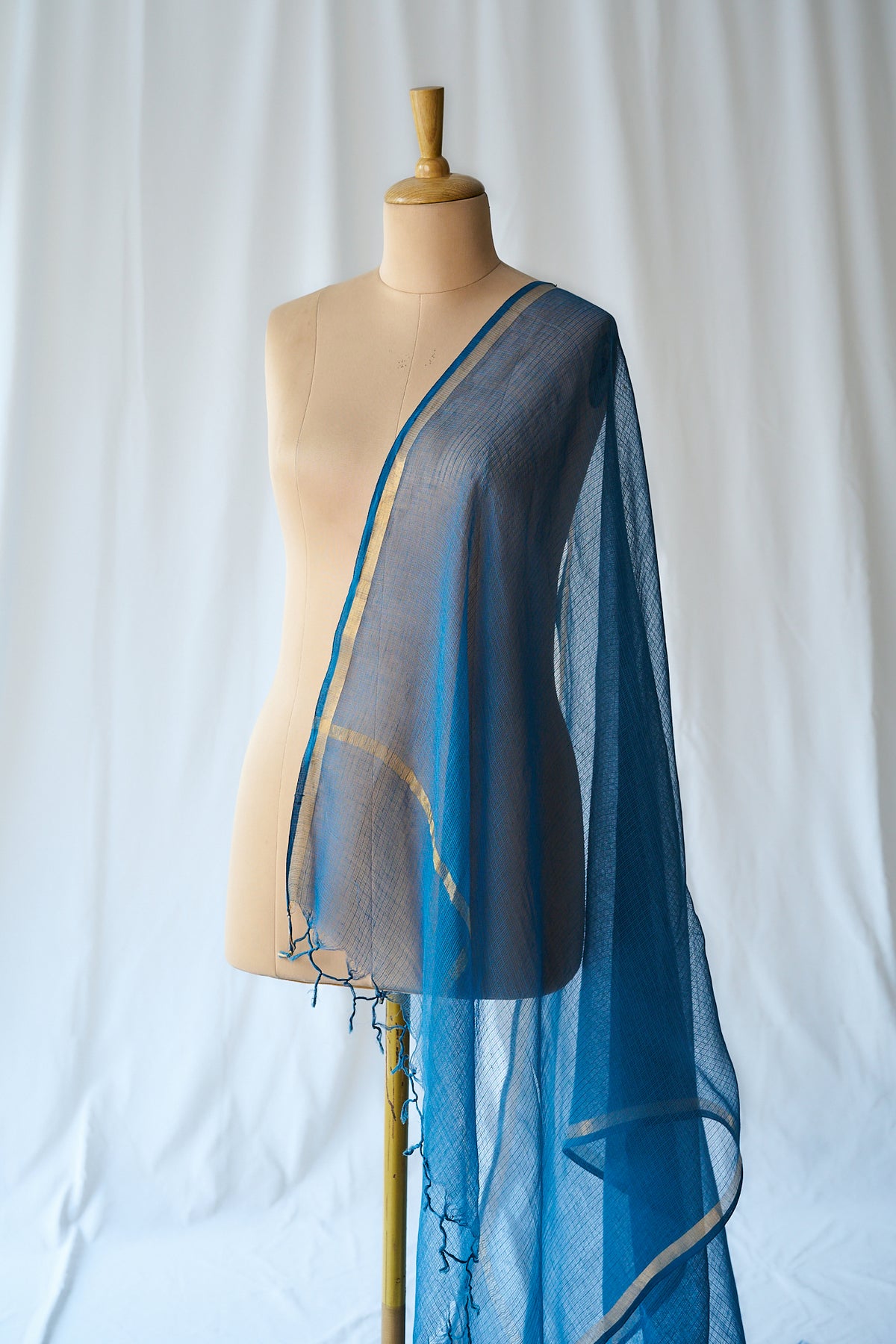 Dark Teal Plain Kota Doria Dupatta