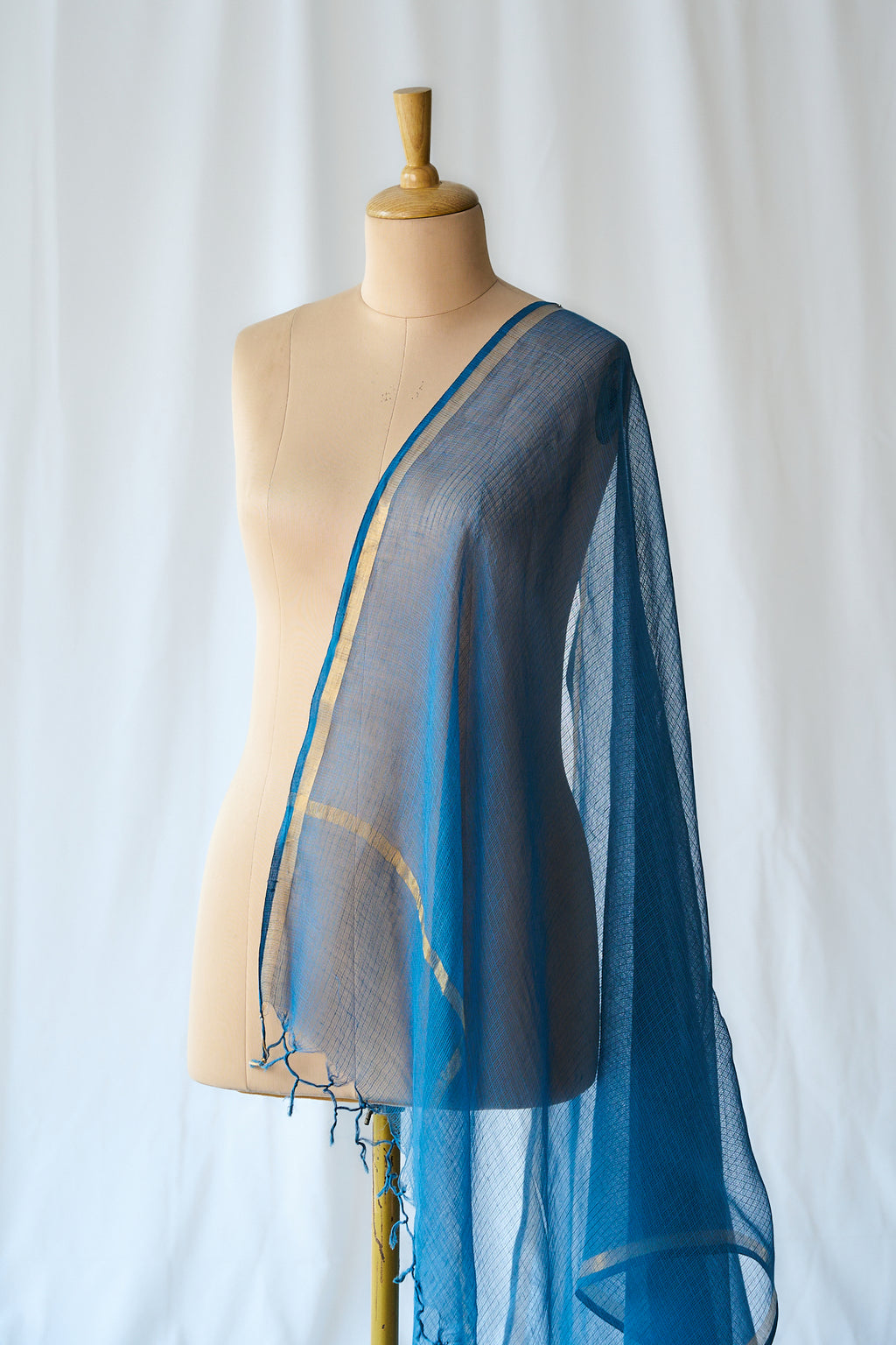 Dark Teal Plain Kota Doria Dupatta