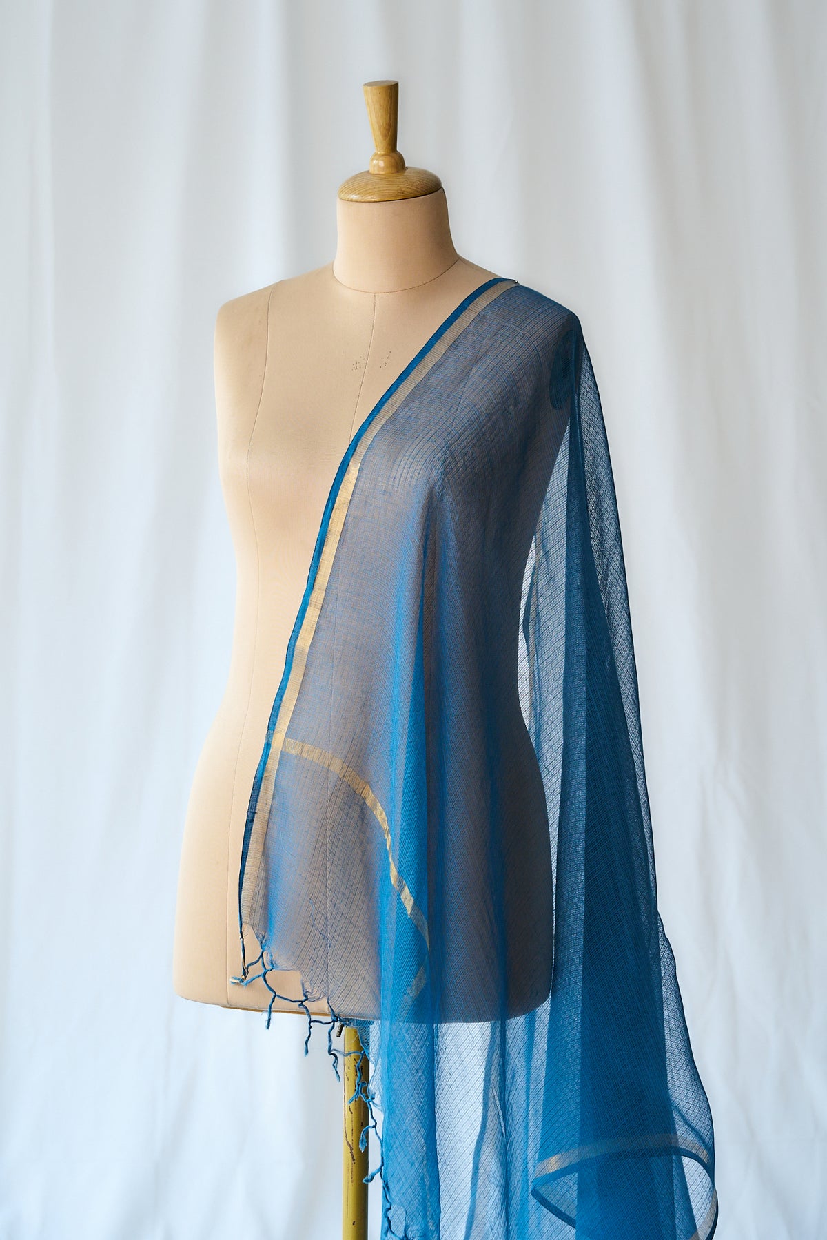 Dark Teal Plain Kota Doria Dupatta