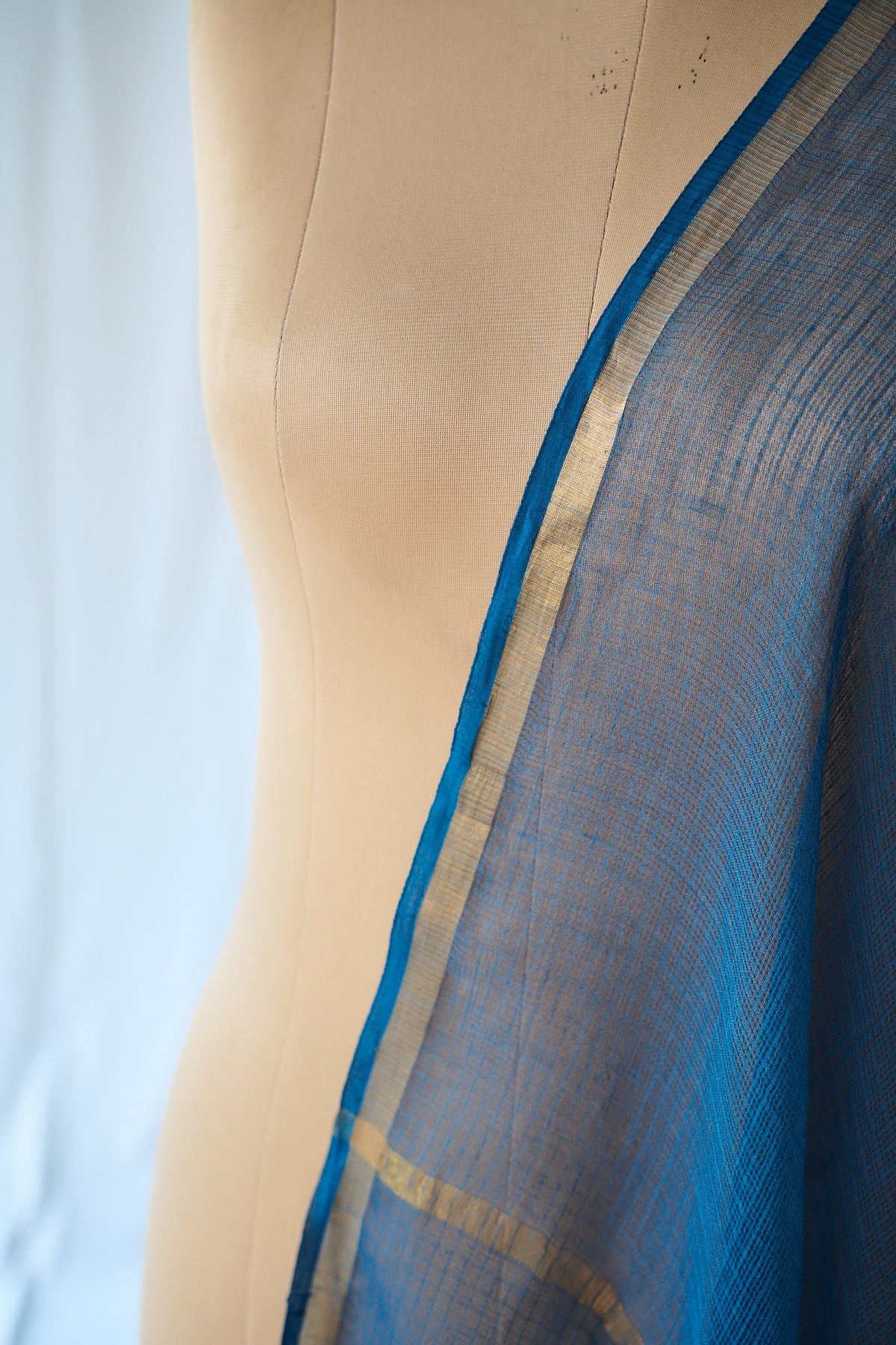 Dark Teal Plain Kota Doria Dupatta