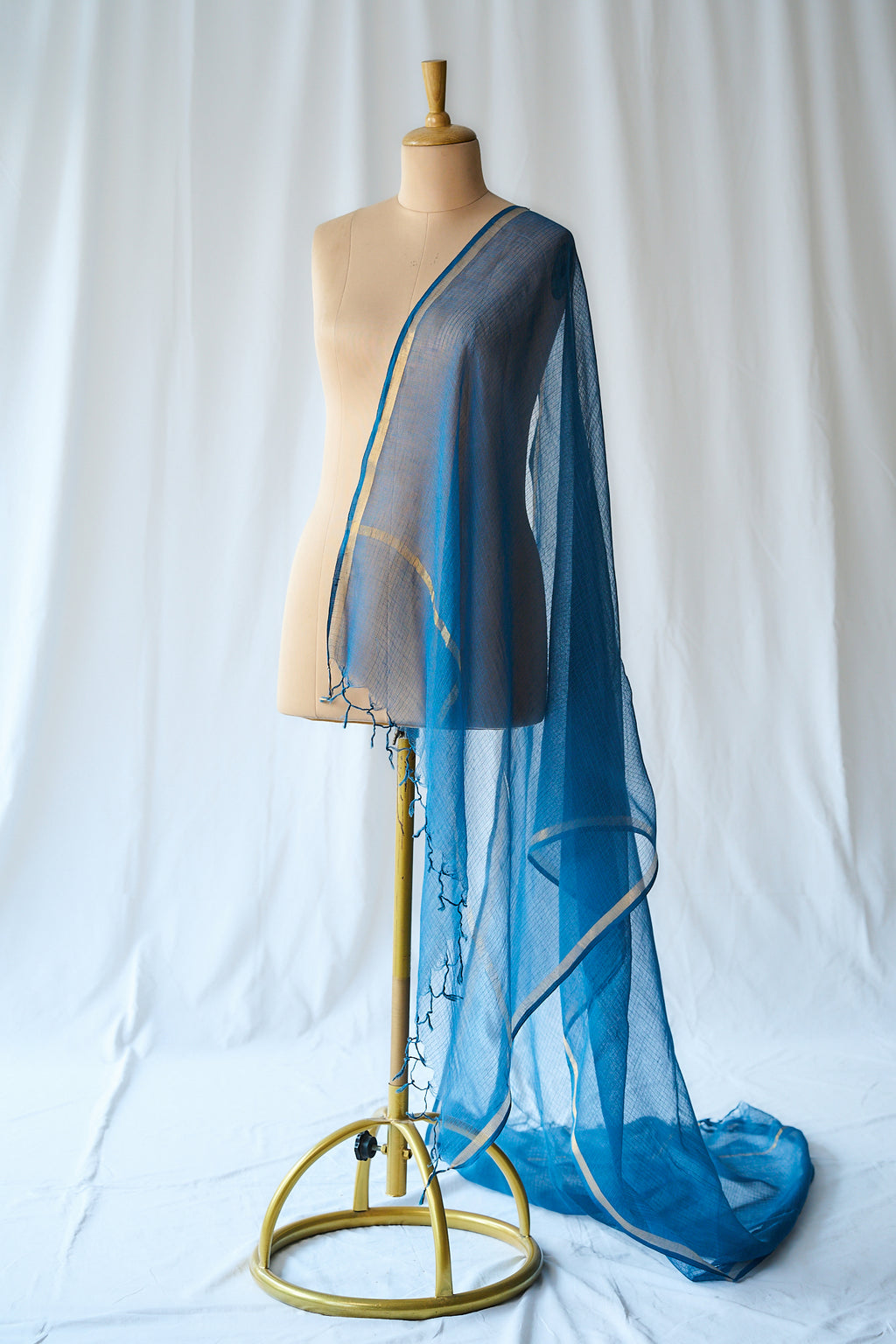 Dark Teal Plain Kota Doria Dupatta
