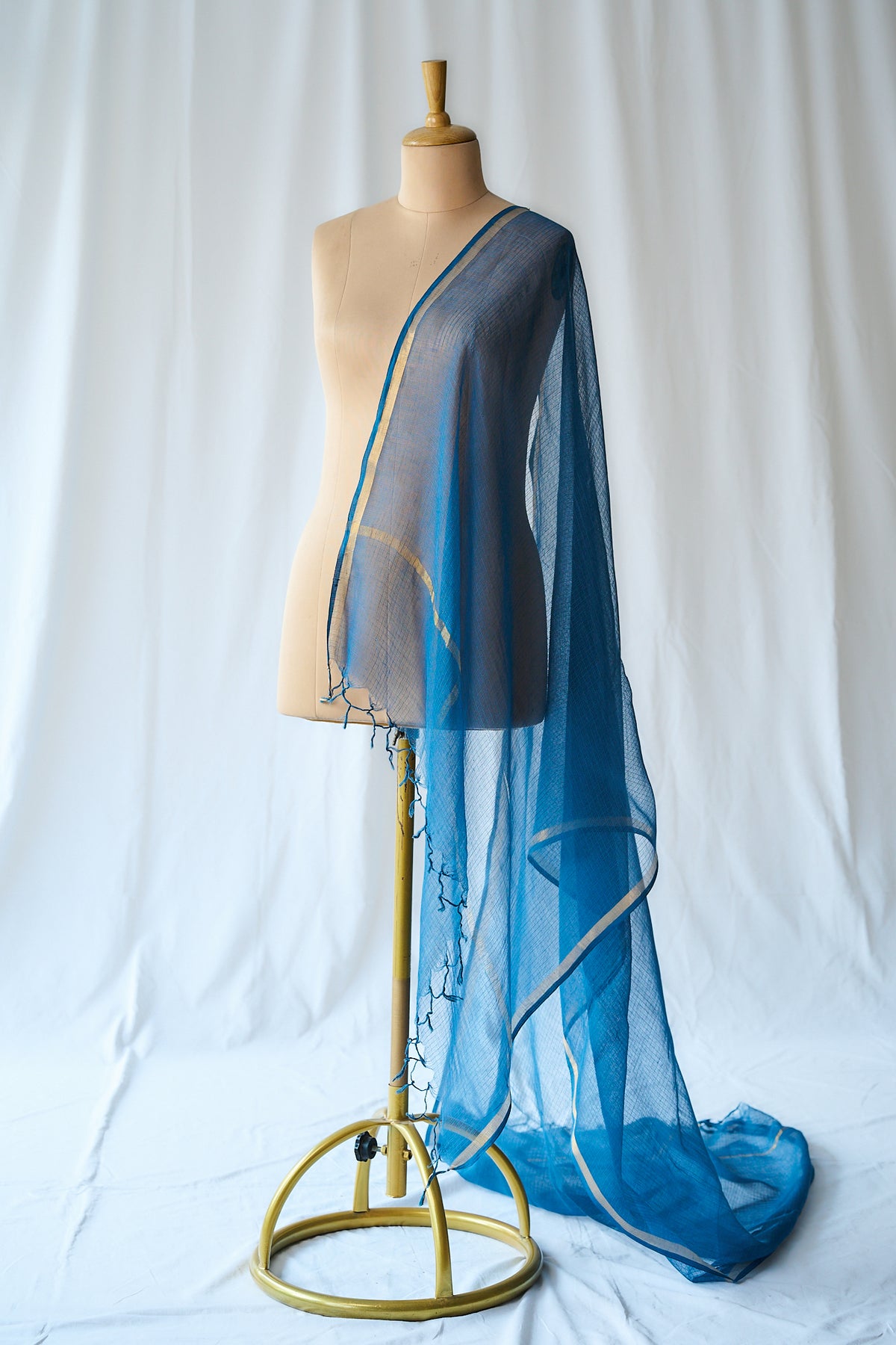 Dark Teal Plain Kota Doria Dupatta