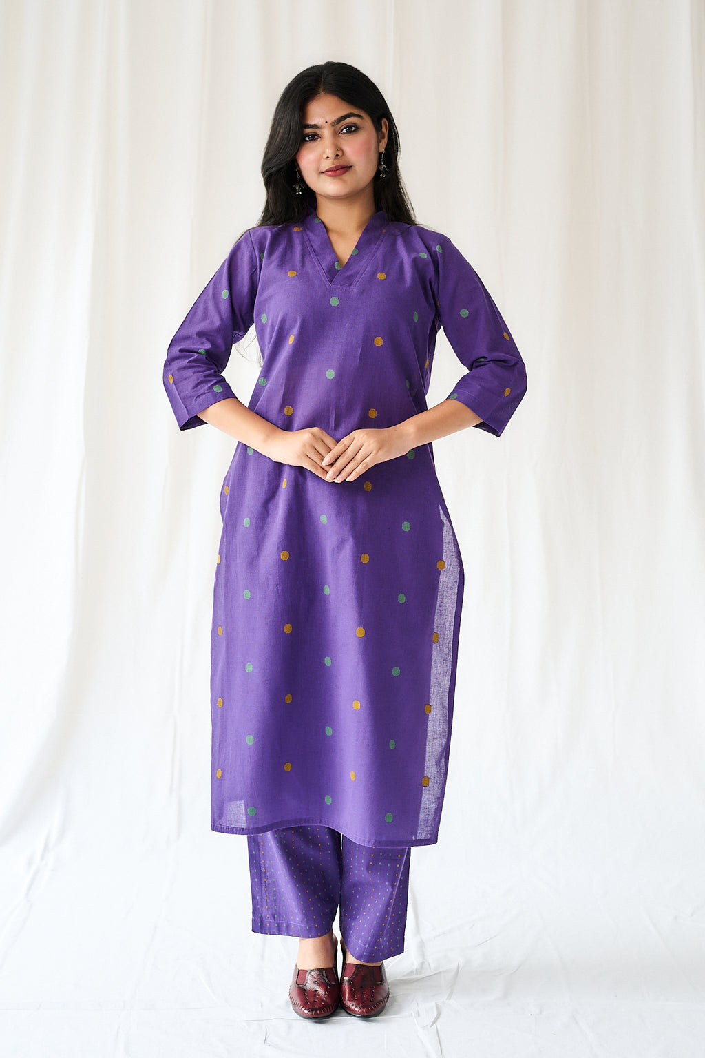 Set of 2- Ishira Lavender South Cotton Kurta & Pants Set