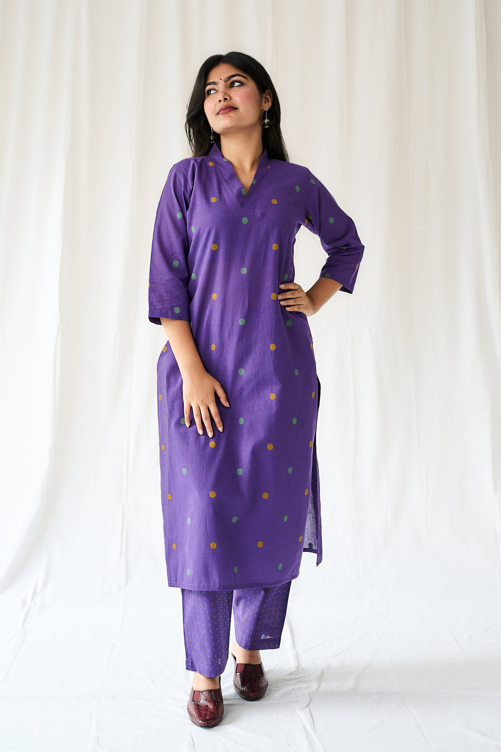 Set of 2- Ishira Lavender South Cotton Kurta & Pants Set