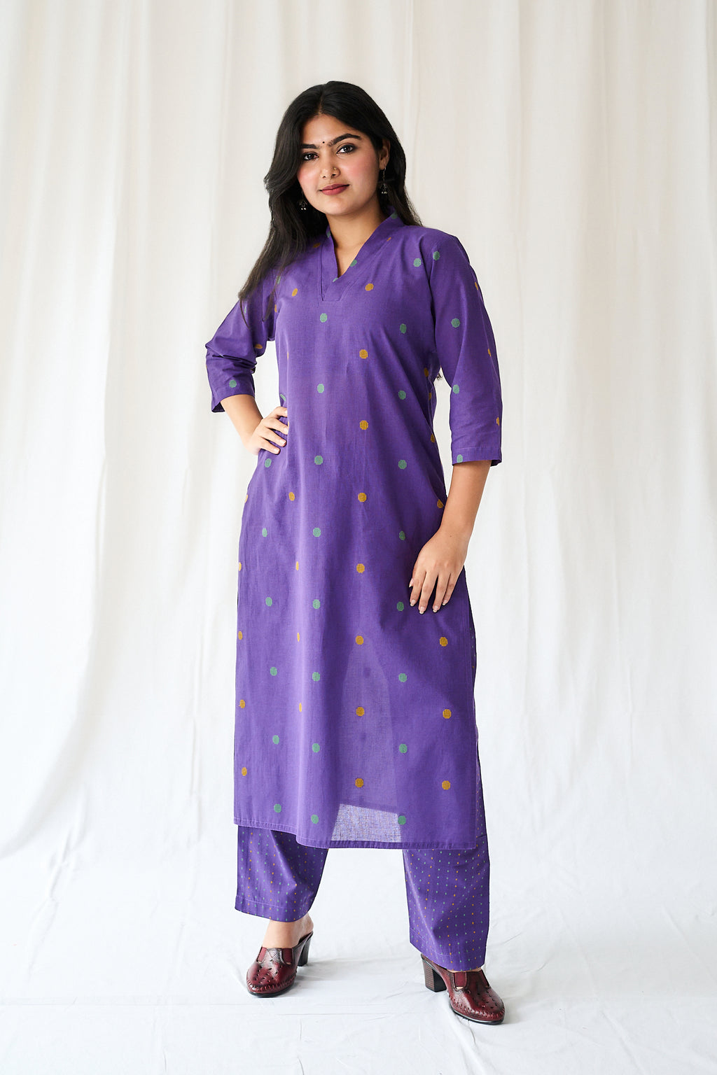 Set of 2- Ishira Lavender South Cotton Kurta & Pants Set