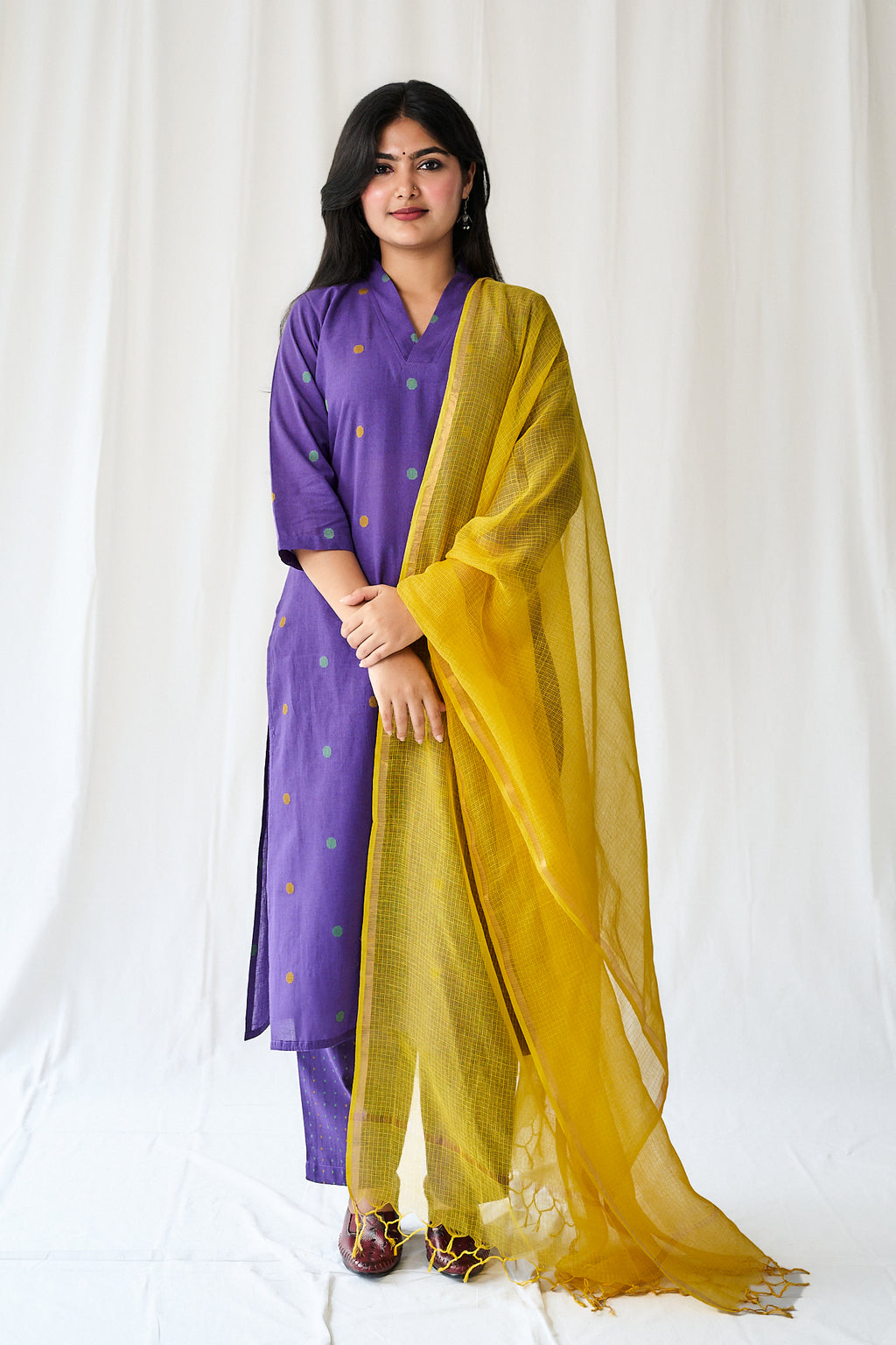 Set of 2- Ishira Lavender South Cotton Kurta & Pants Set