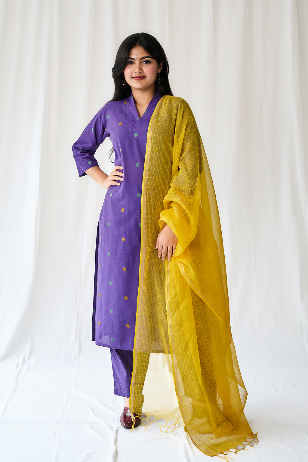 Set of 2- Ishira Lavender South Cotton Kurta & Pants Set