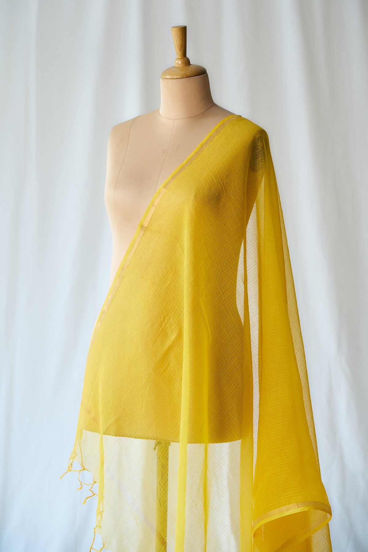 Golden Yellow Plain Kota Doria Dupatta