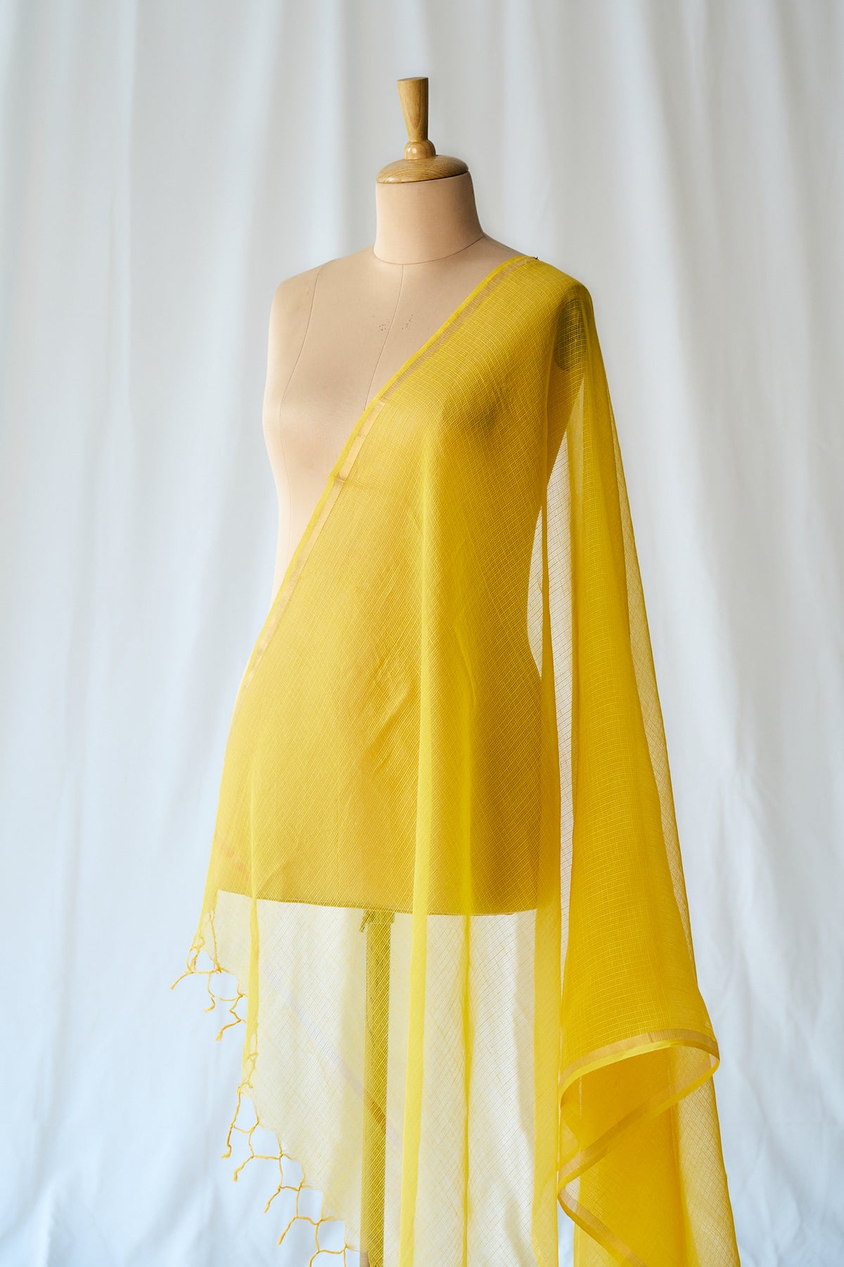 Golden Yellow Plain Kota Doria Dupatta