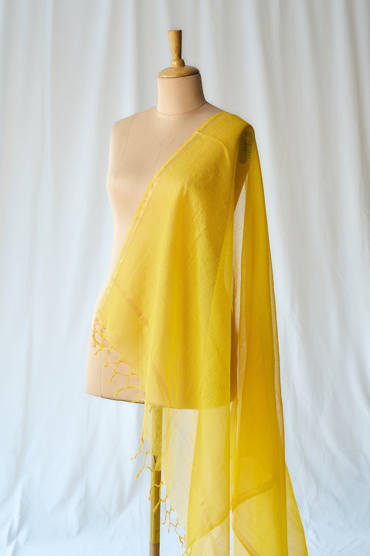 Golden Yellow Plain Kota Doria Dupatta