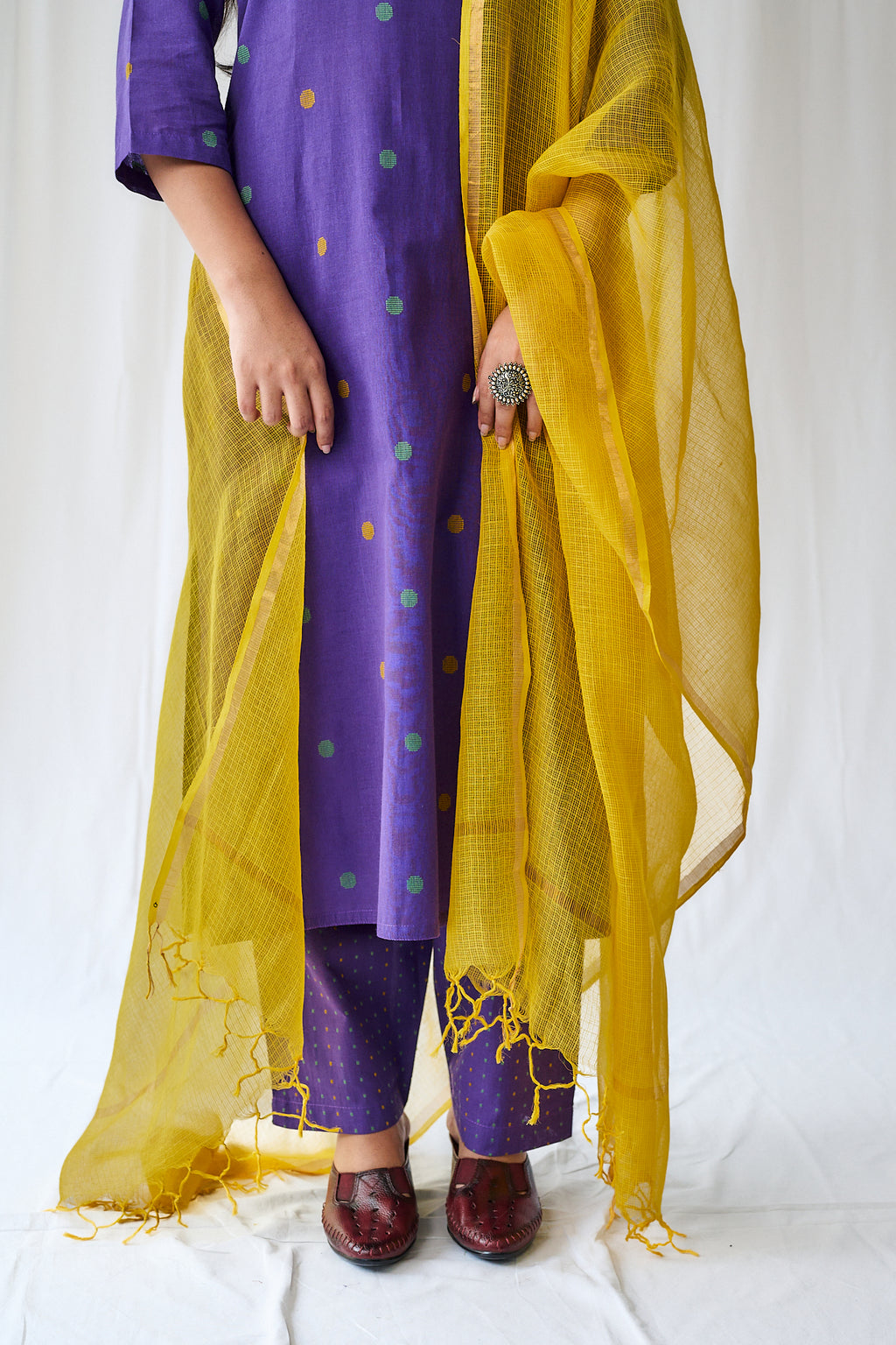 Golden Yellow Plain Kota Doria Dupatta