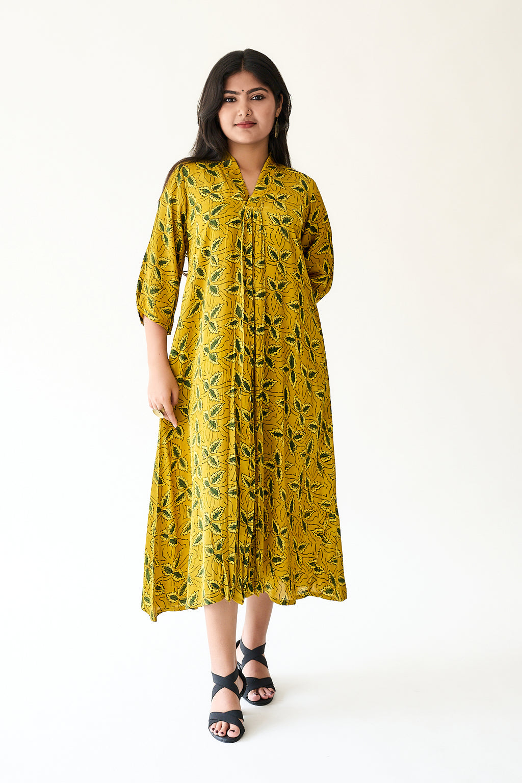 Gulbahar Yellow Modal Ajrakh Dress