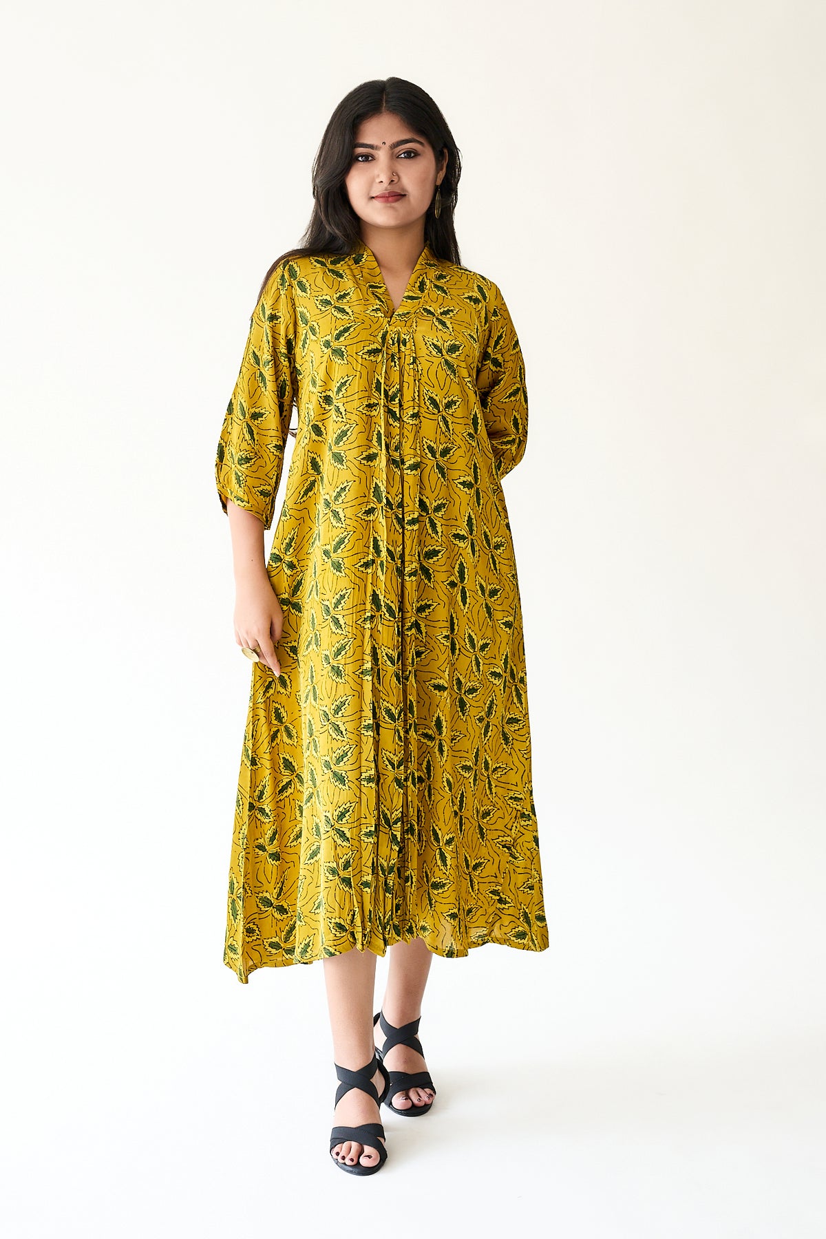 Gulbahar Yellow Modal Ajrakh Dress