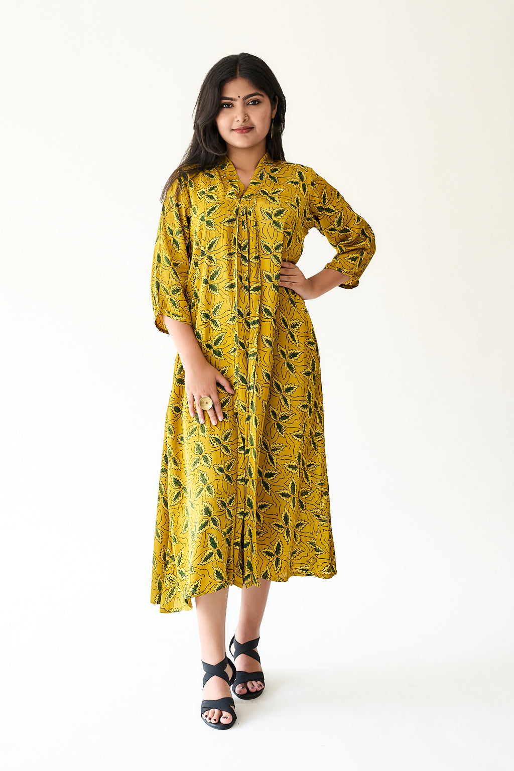Gulbahar Yellow Modal Ajrakh Dress