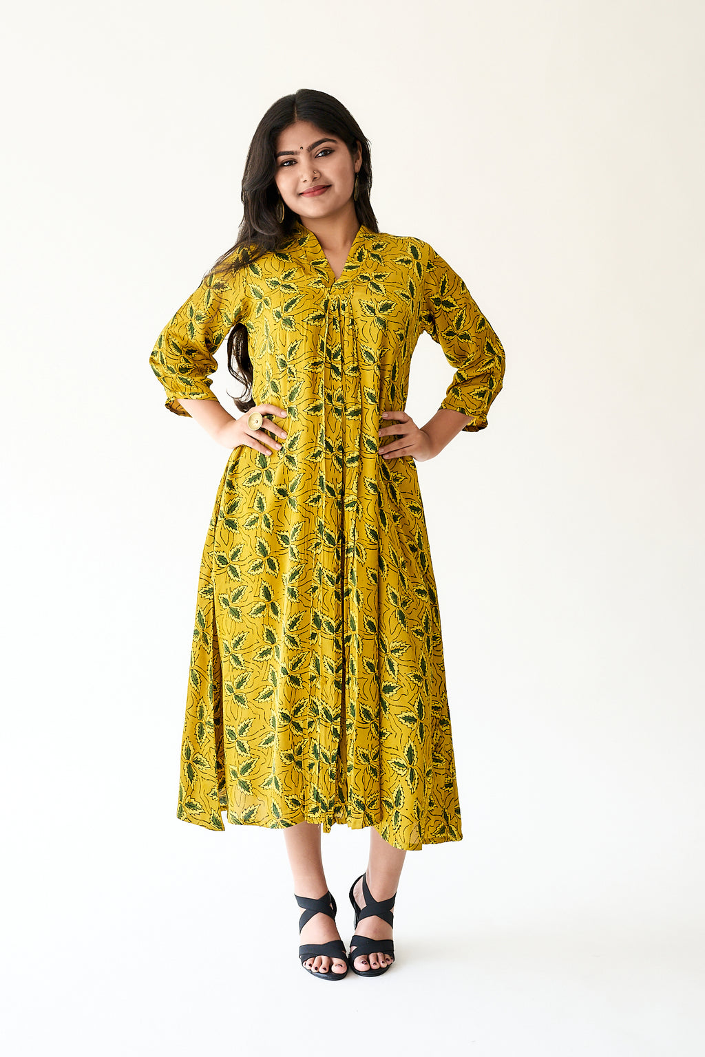 Gulbahar Yellow Modal Ajrakh Dress