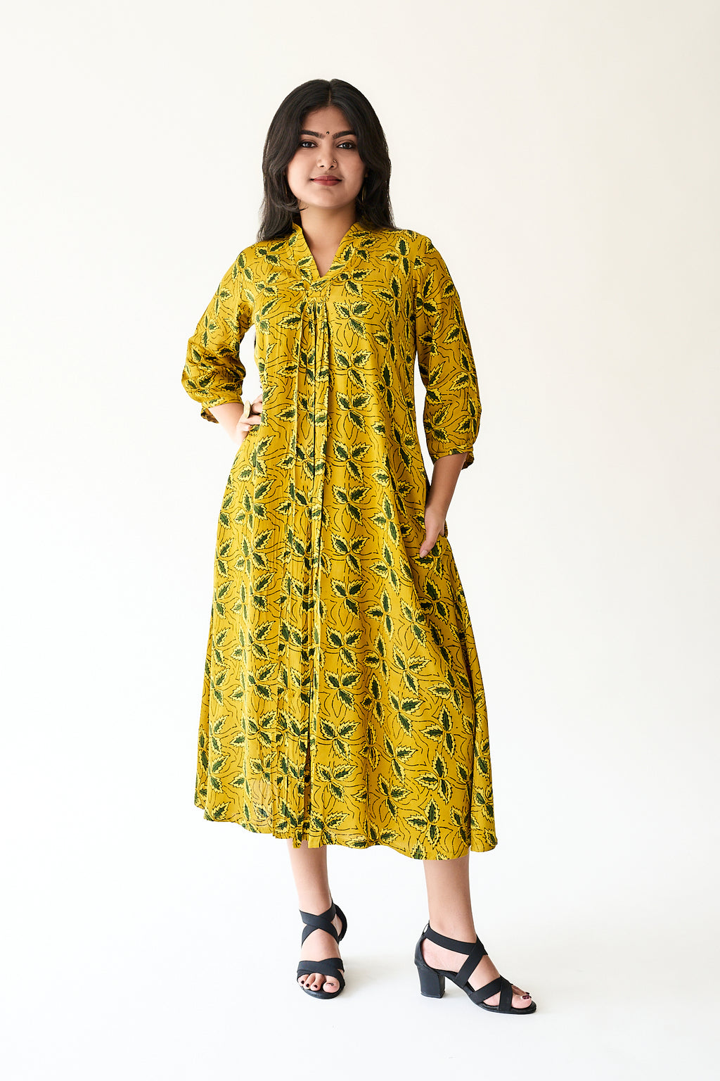 Gulbahar Yellow Modal Ajrakh Dress