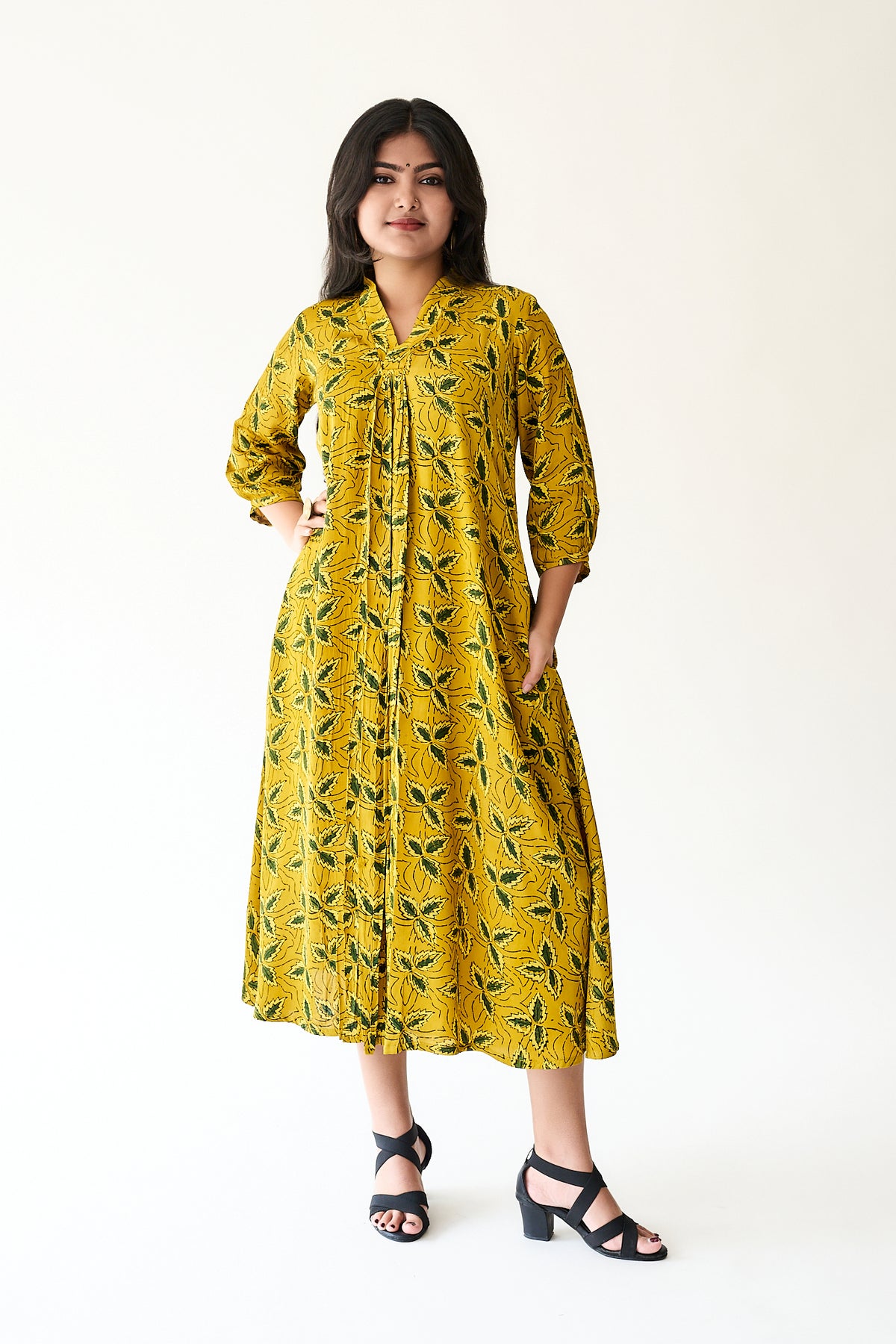 Gulbahar Yellow Modal Ajrakh Dress