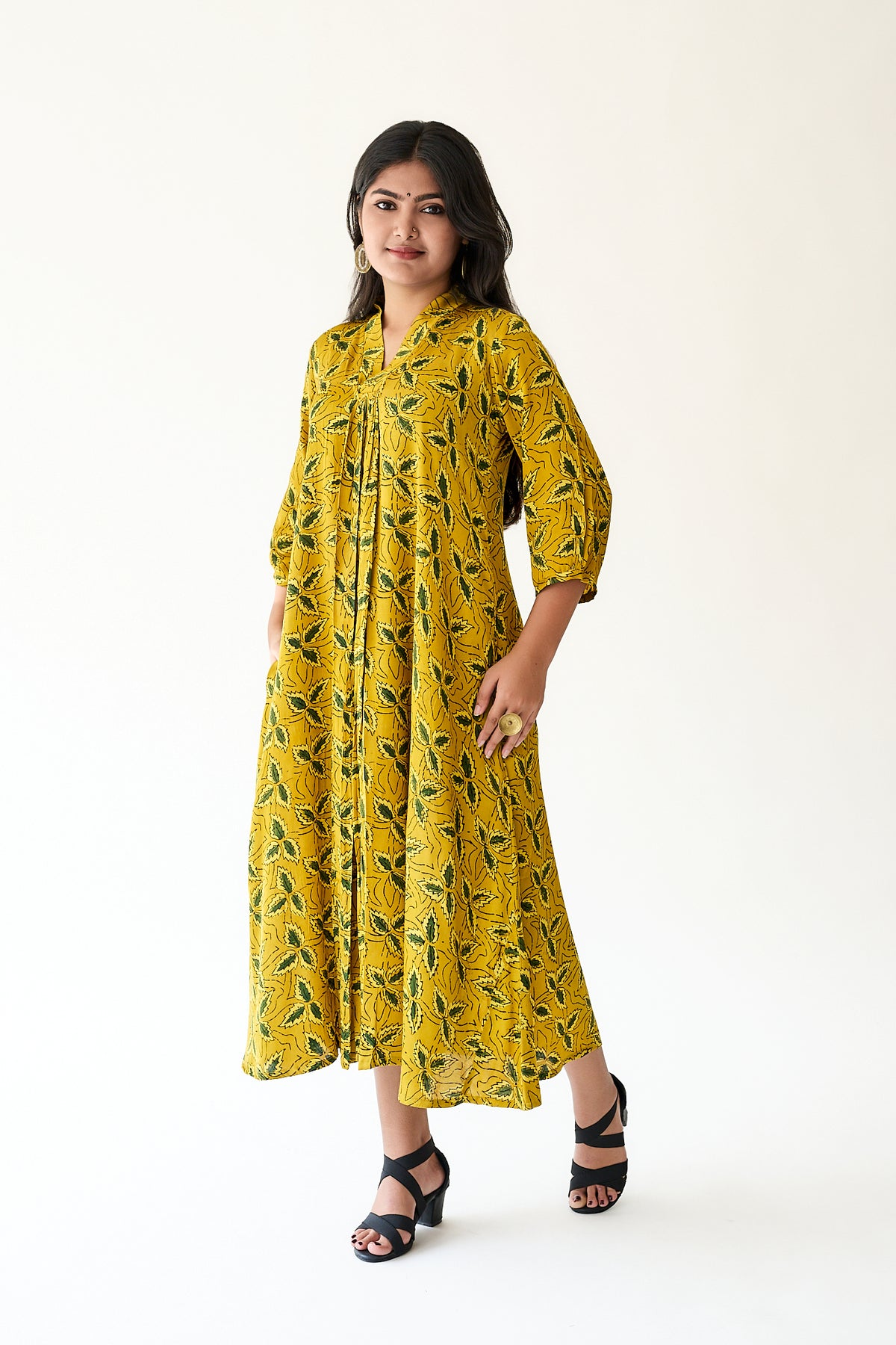 Gulbahar Yellow Modal Ajrakh Dress