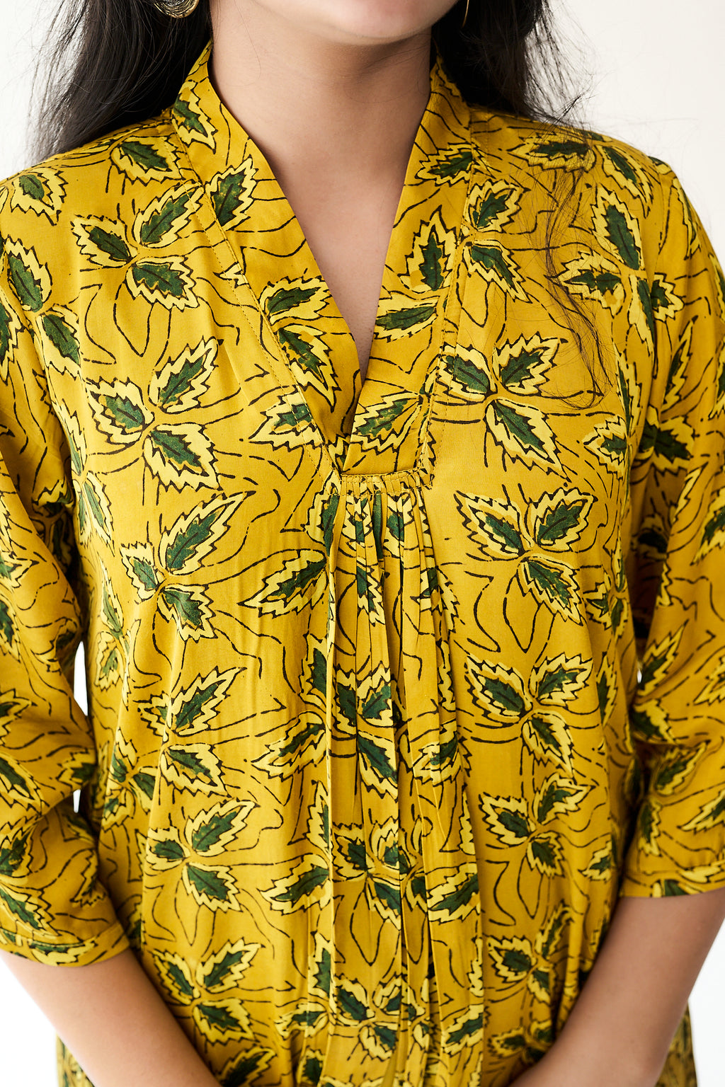 Gulbahar Yellow Modal Ajrakh Dress