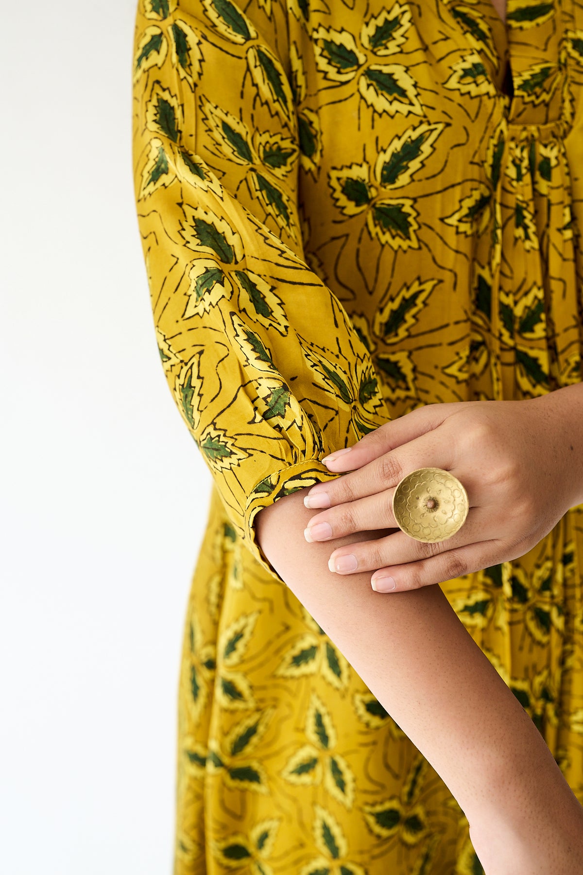 Gulbahar Yellow Modal Ajrakh Dress