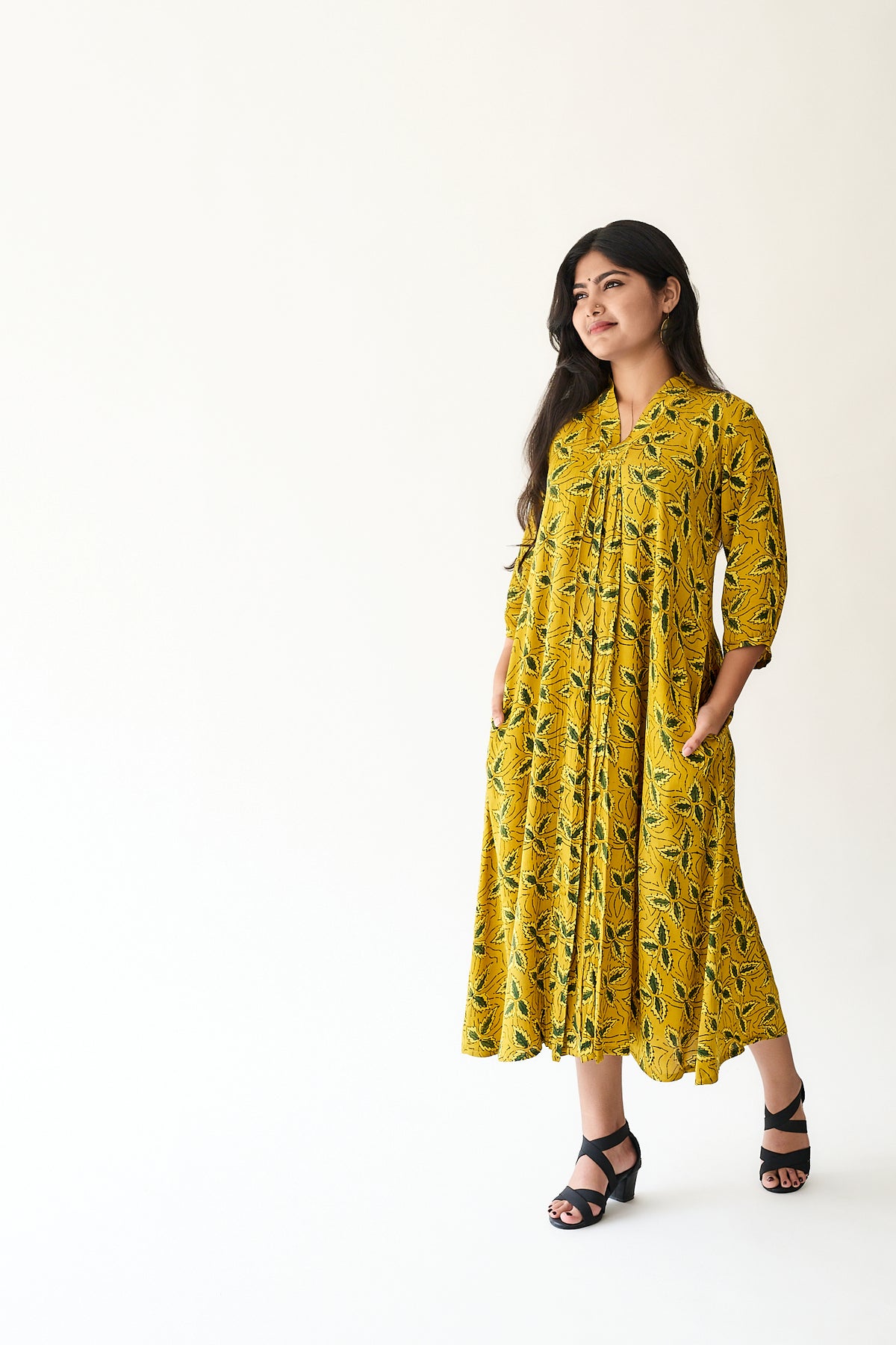 Gulbahar Yellow Modal Ajrakh Dress