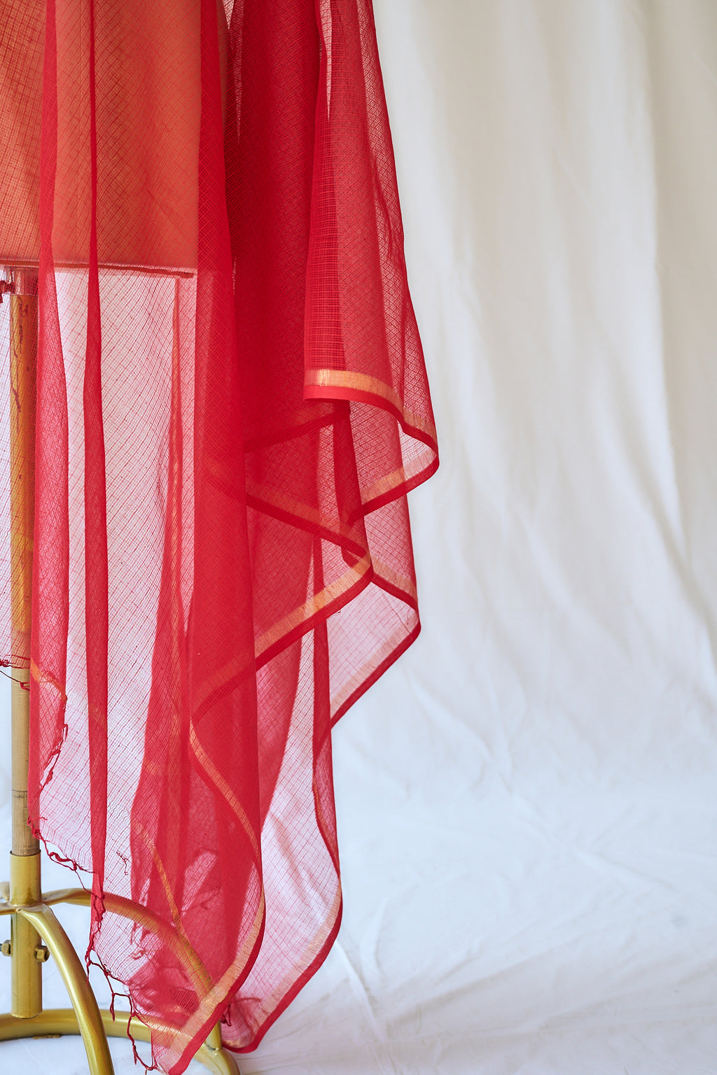 Red Plain Kota Doria Dupatta