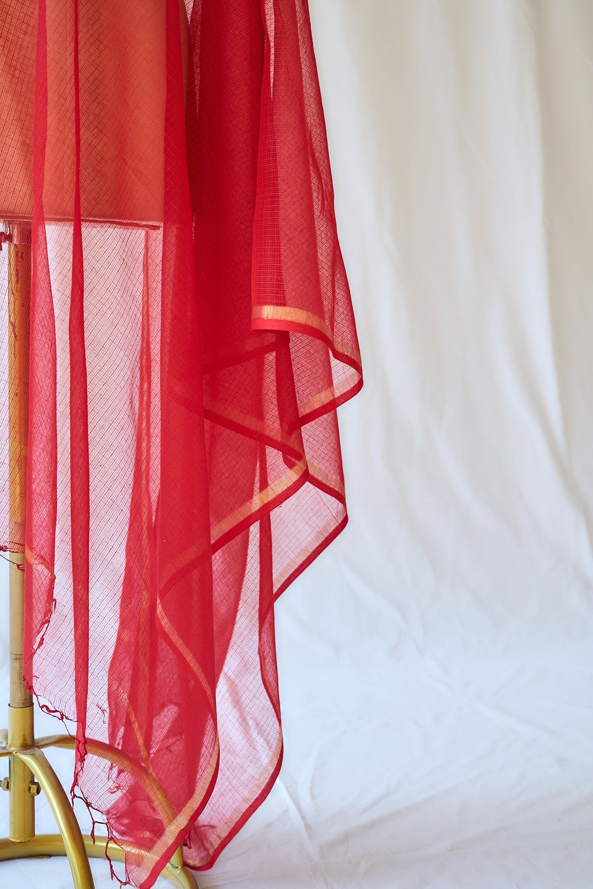 Red Plain Kota Doria Dupatta