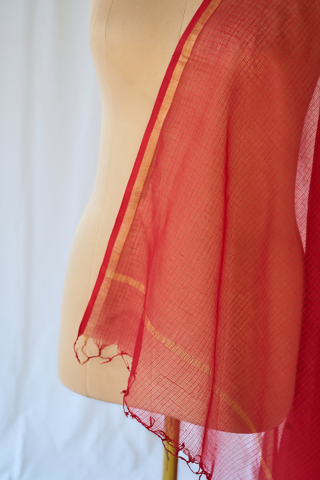Red Plain Kota Doria Dupatta