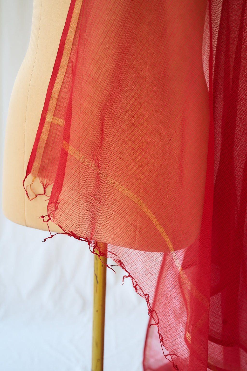 Red Plain Kota Doria Dupatta