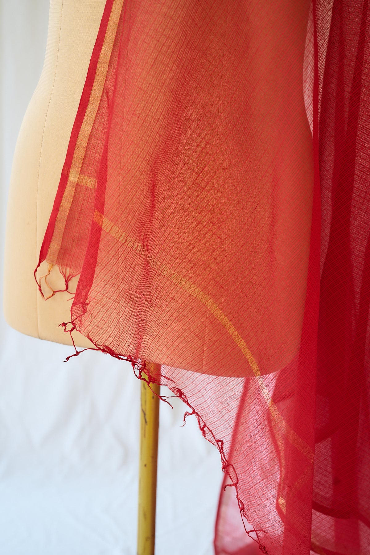 Red Plain Kota Doria Dupatta