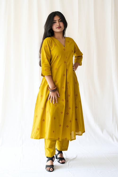 Set of 2- Mireya Yellow South Cotton Kurta & Pants Set