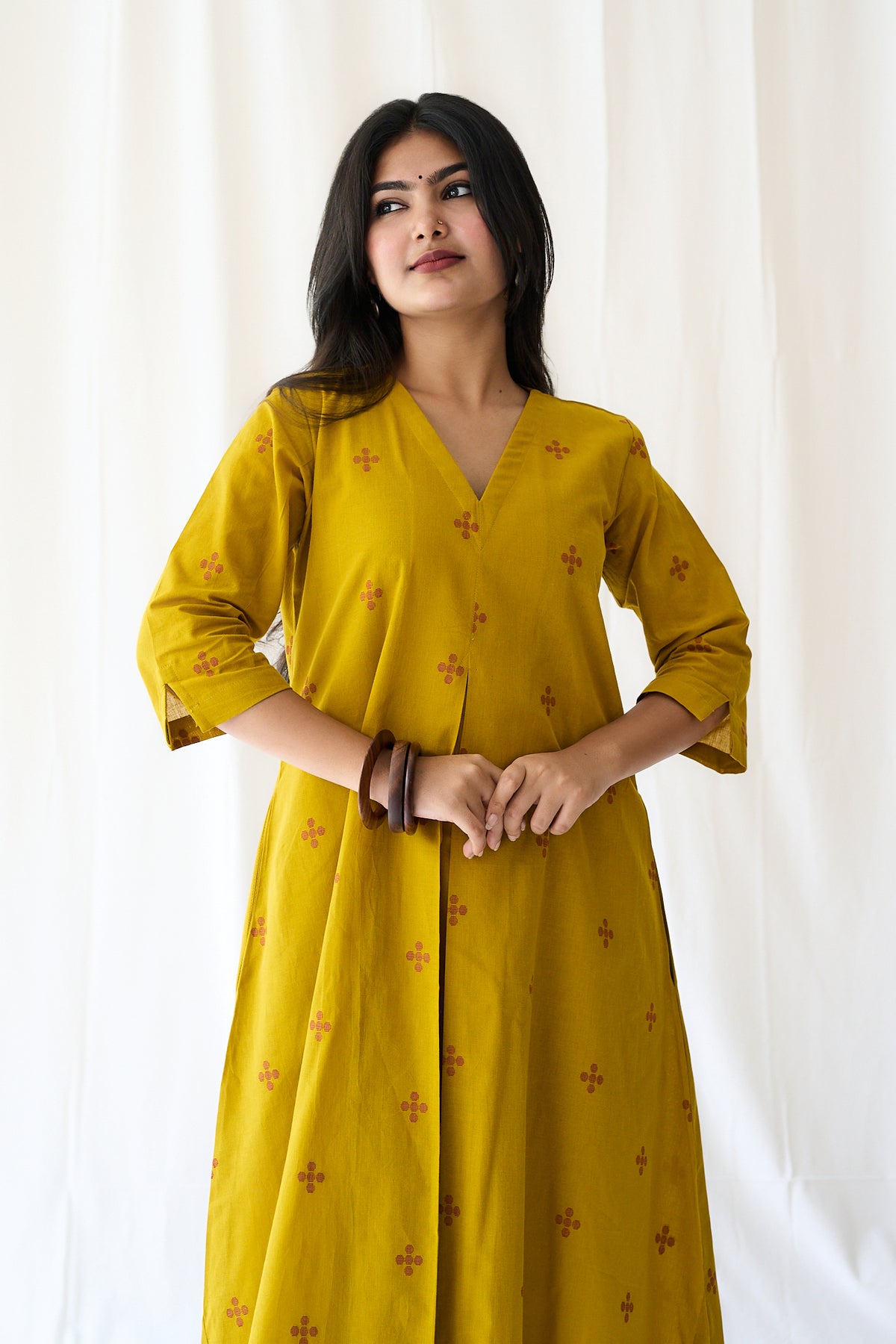 Set of 2- Mireya Yellow South Cotton Kurta & Pants Set